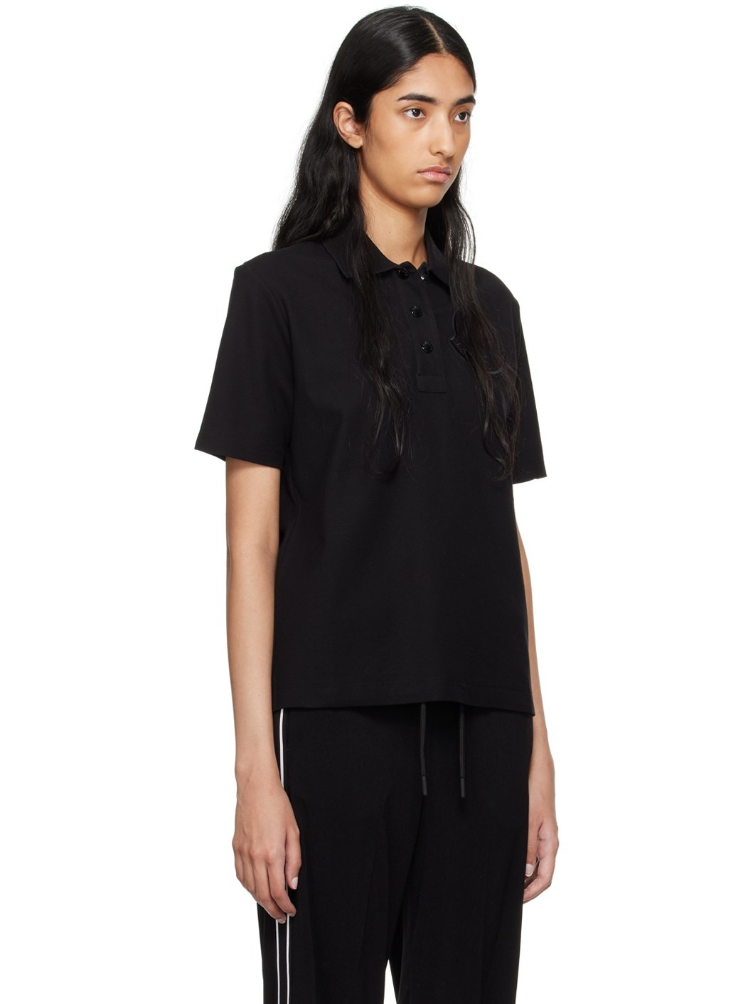 Black Embroidered-Logo Polo - 2