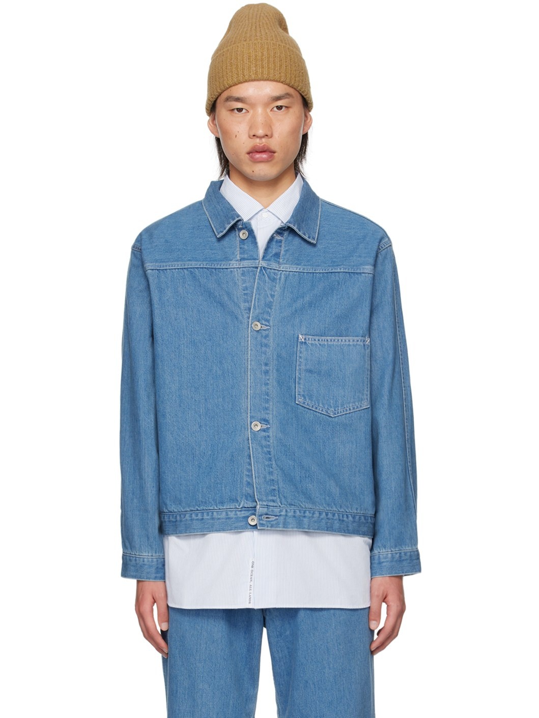 Blue Cropped Denim Jacket - 1