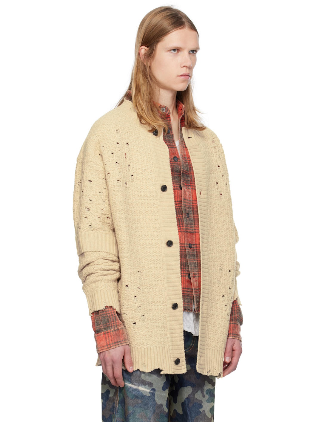 Beige Roghen Wool Long Cardigan - 2