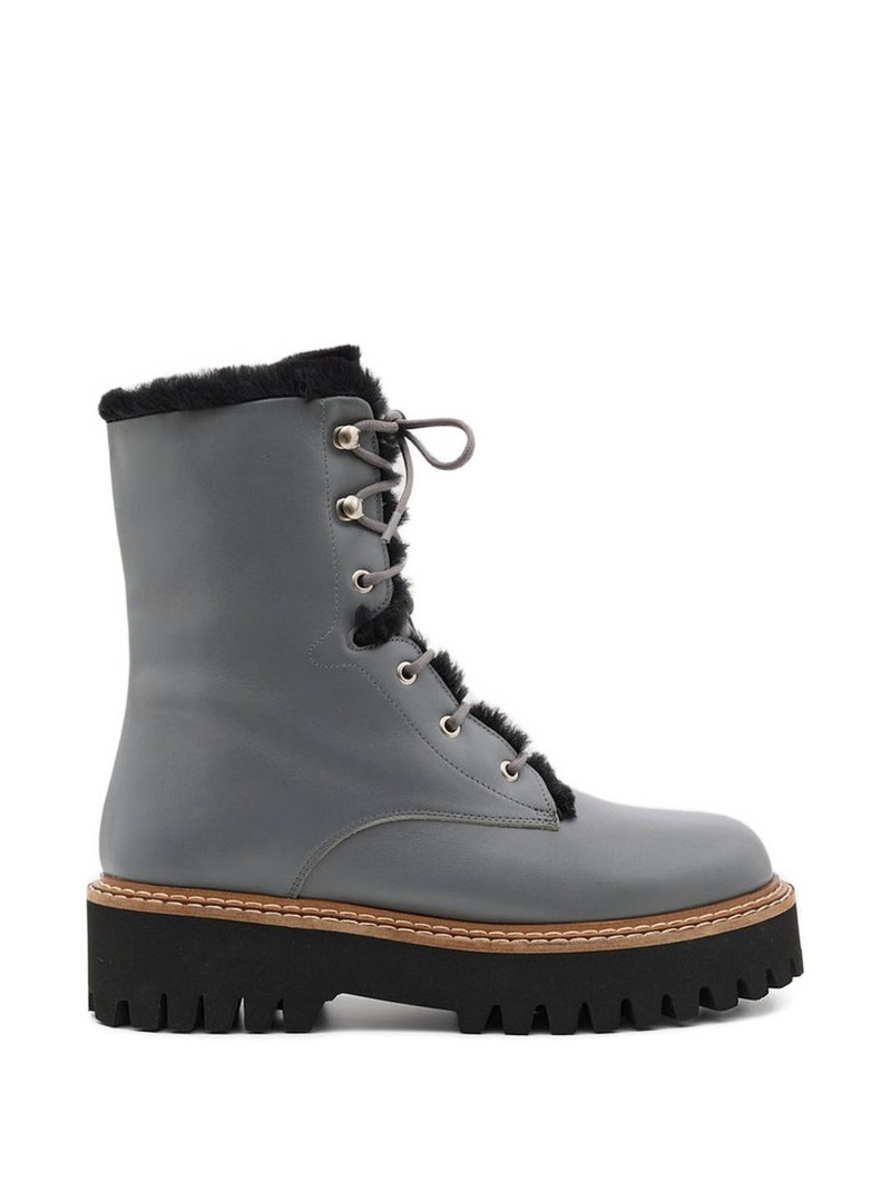 shearling-trim lace-up combat boots 1