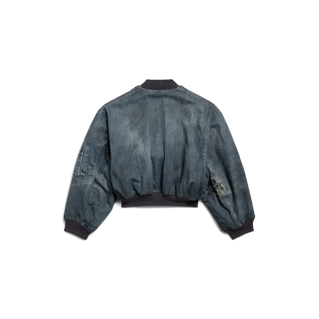Women's Standard Denim Bomber in Blue - 6