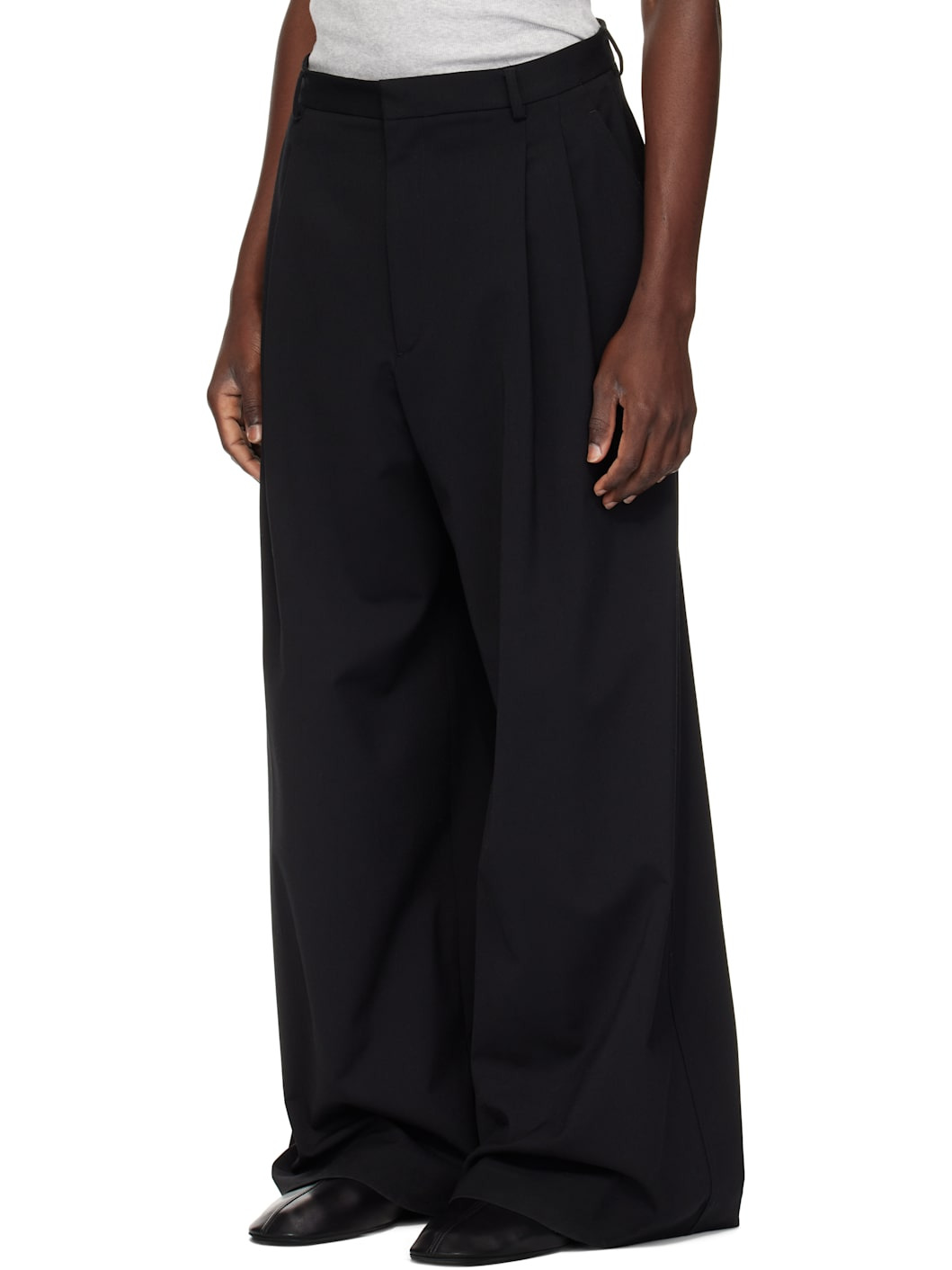 Black Jumbo Wide Leg Trousers - 4