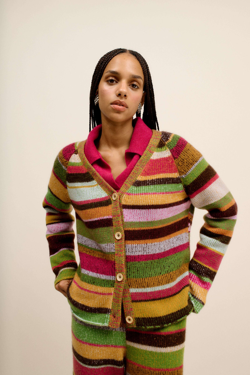 STRIPE SUPER SOFT WOMEN'S CARDI 3