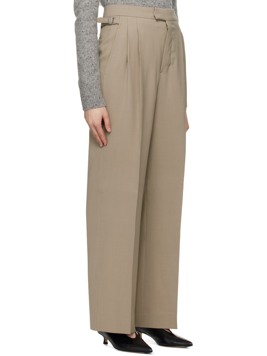 Taupe Pleated Trousers - 2