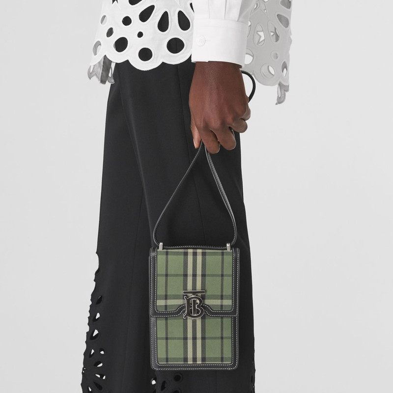 Check Cotton and Leather Robin Bag 11