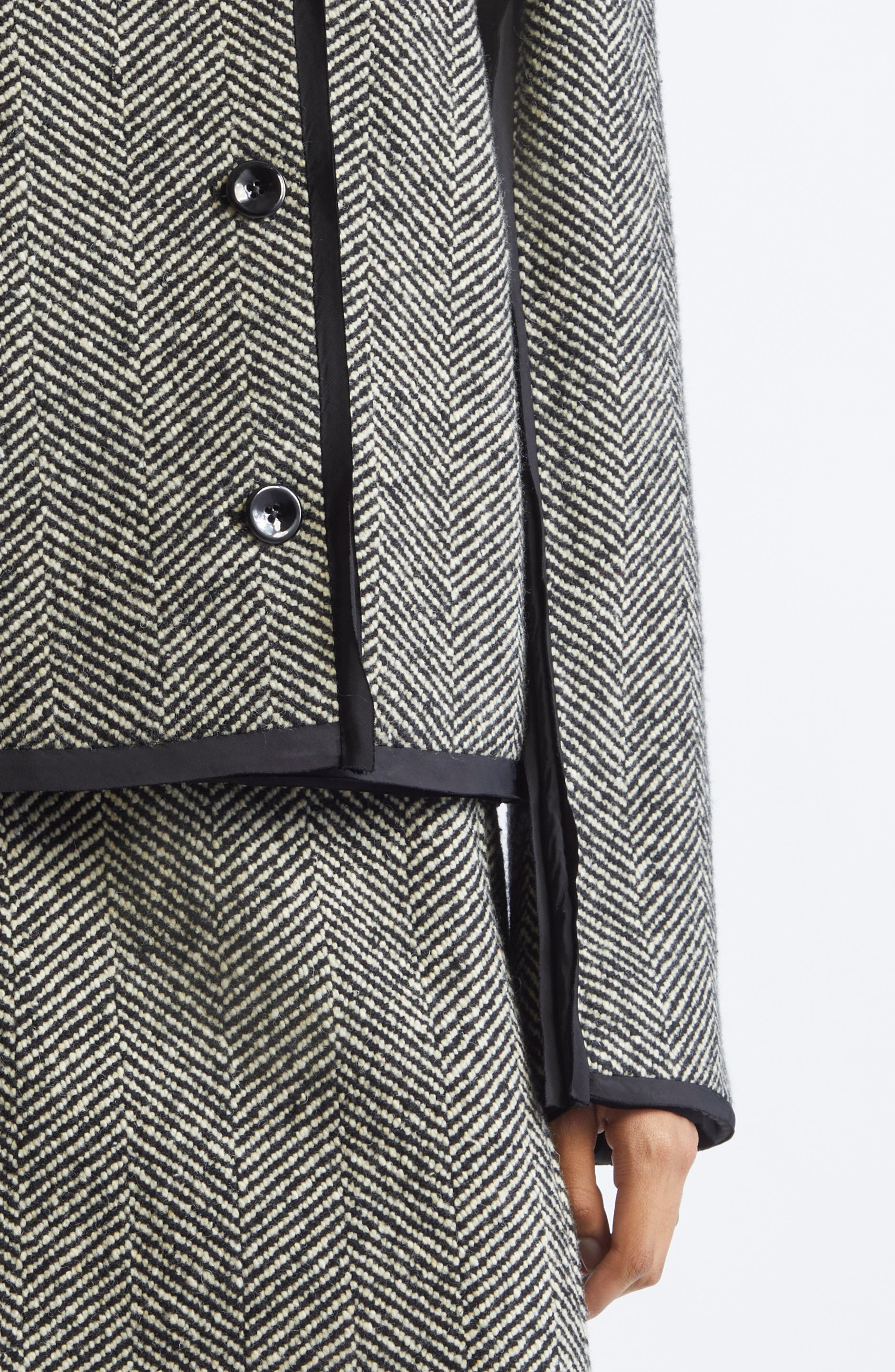 Jil Sander Contrast Trim Wool Blend Herringbone Jacket in Military Speckle at Nordstrom - 5