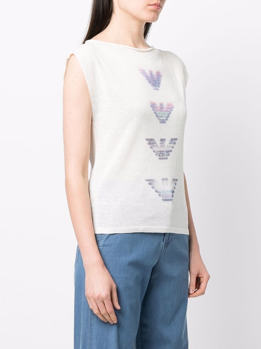 logo-print sleeveless shirt - 3