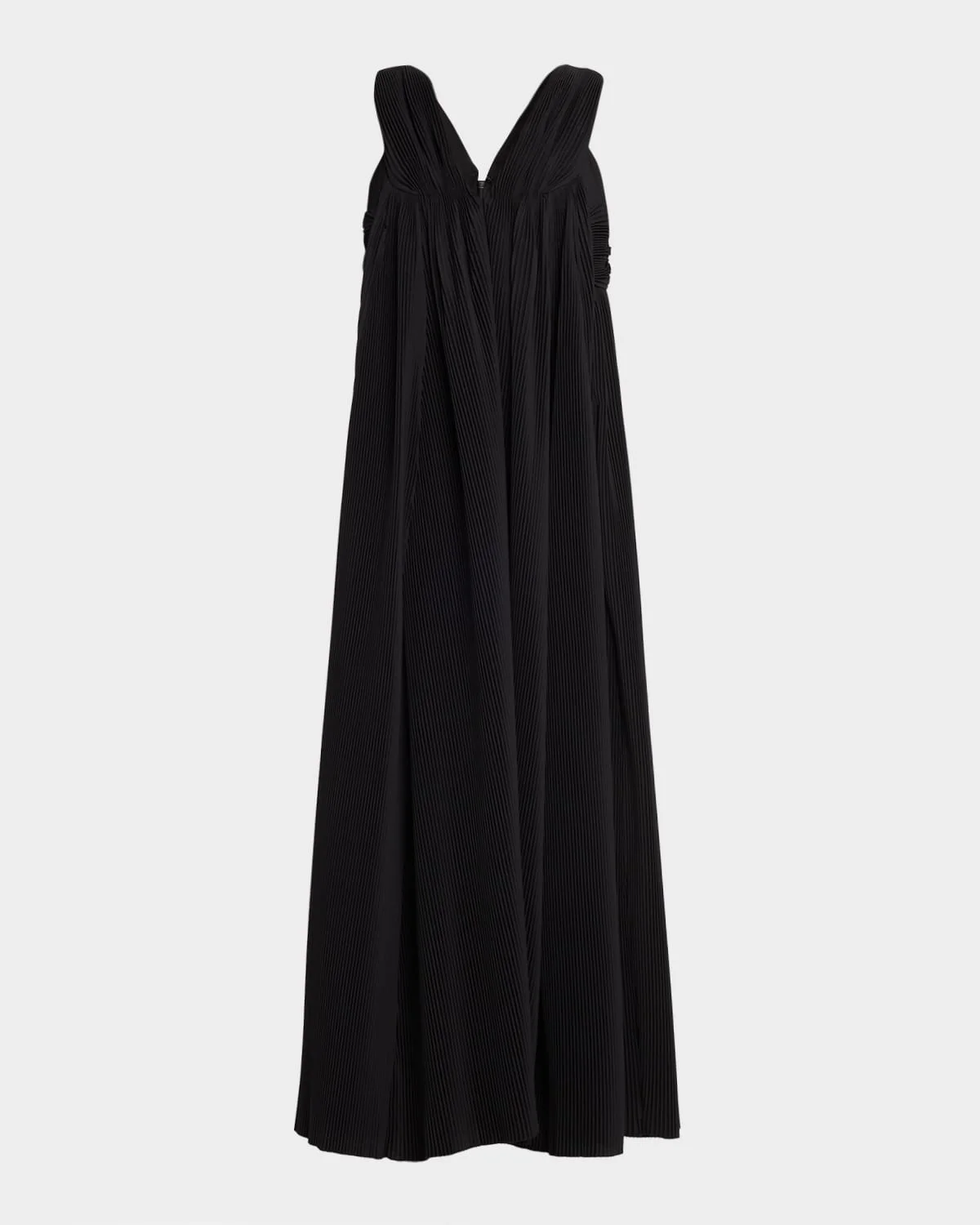 Crinkle Pleated V-Neck Sleeveless Midi Dress - 1