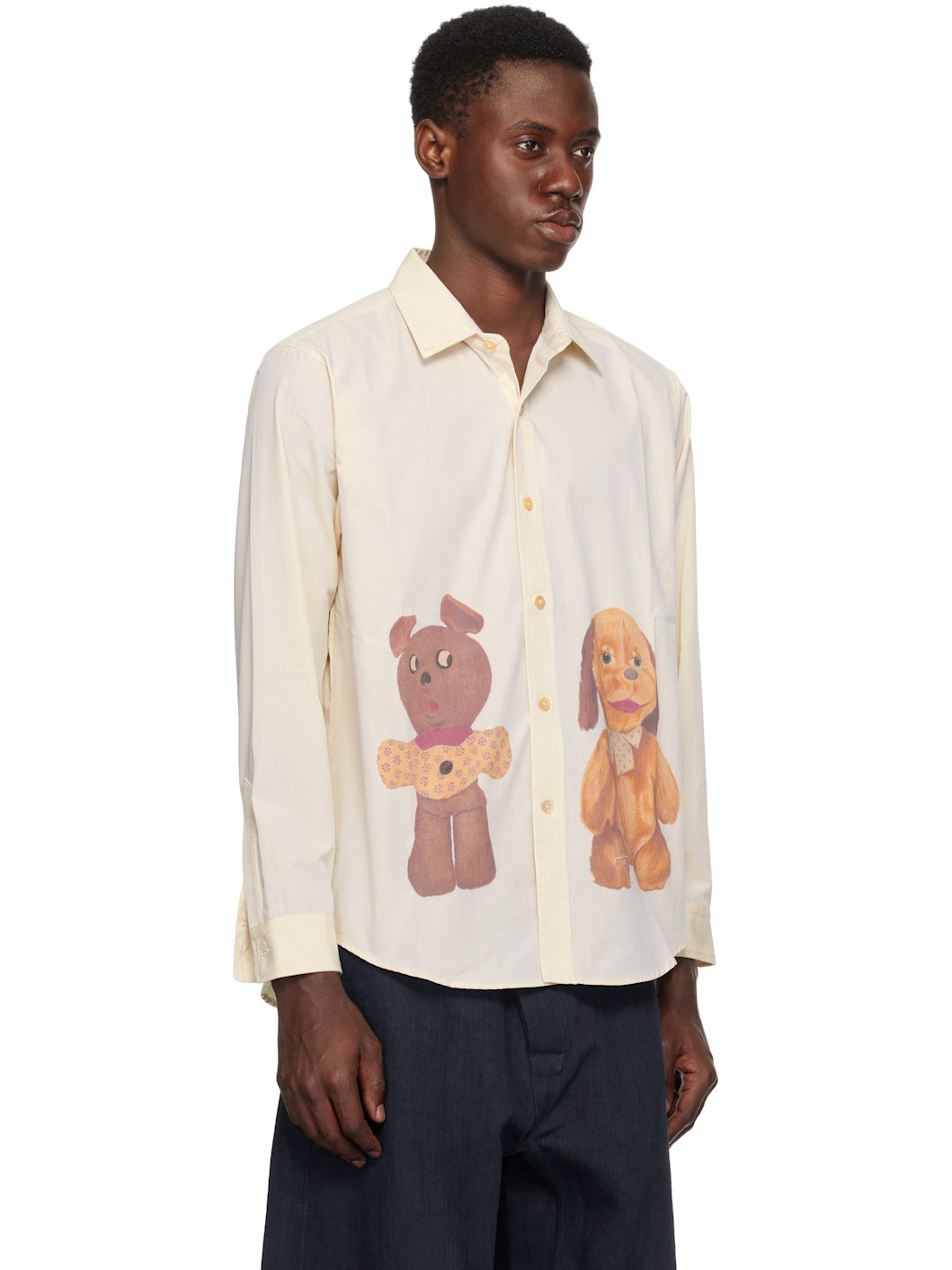 Beige Stuffed Animal Print Teddy Bears Shirt - 2