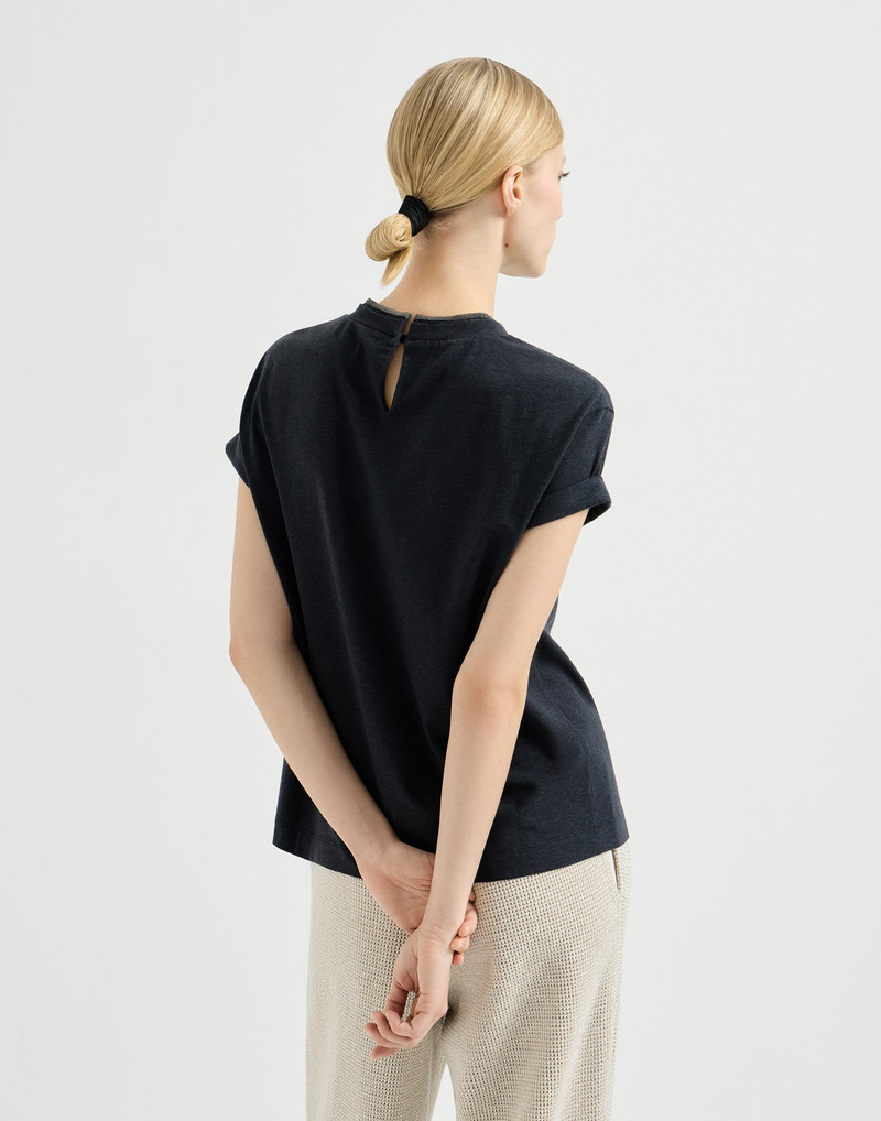 Brunello Cucinelli Stretch cotton jersey t-shirt with monili outlook