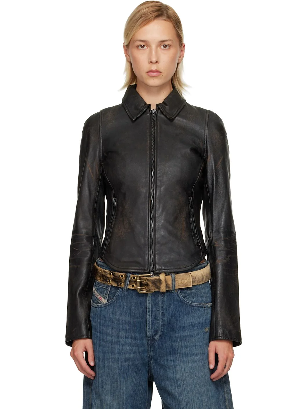 Black L-Egrad Leather Jacket - 1