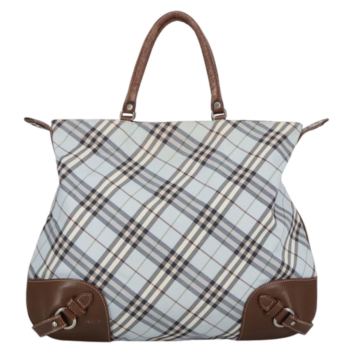 Burberry Nova Check Hand Bag Canvas Light Blue Brown - 2