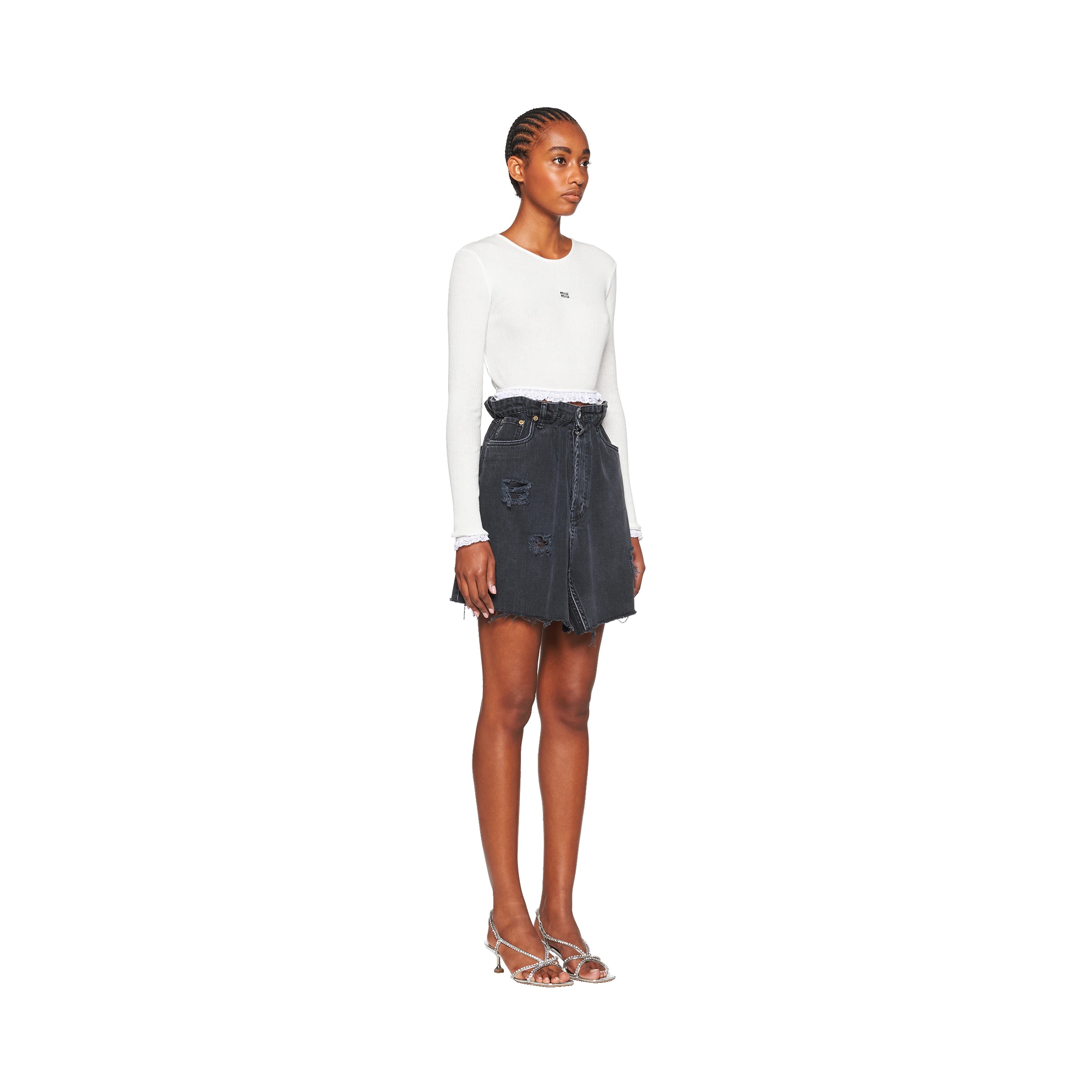 Embroidered ribbed knit jersey top - 3