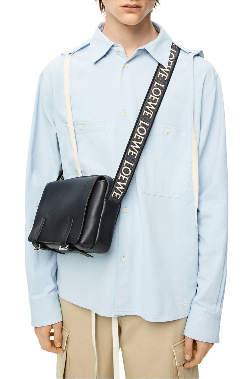 Loewe XS Military messenger bag in supple smooth calfskin and jacquard outlook