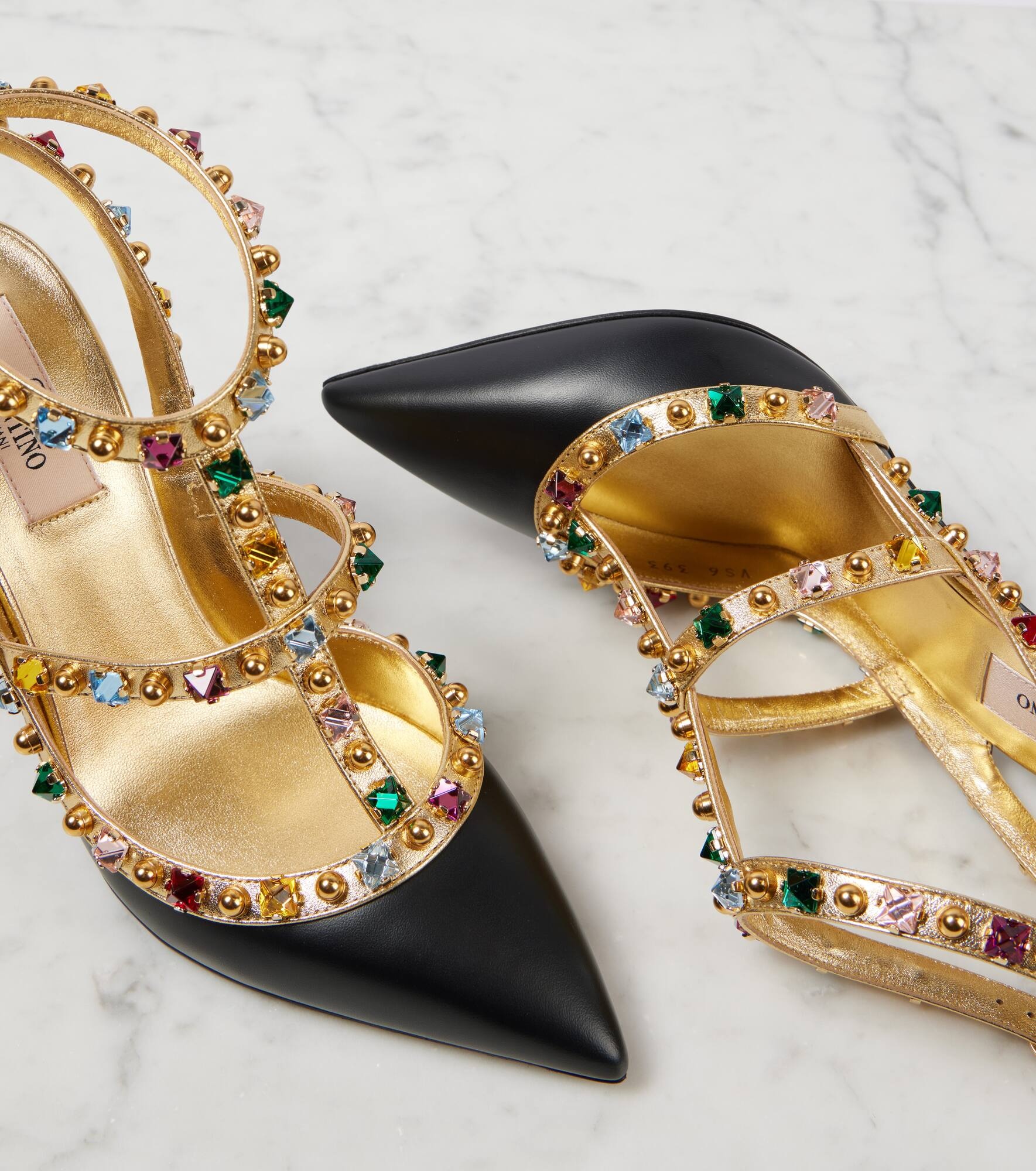 Rockstud leather slingback pumps - 5