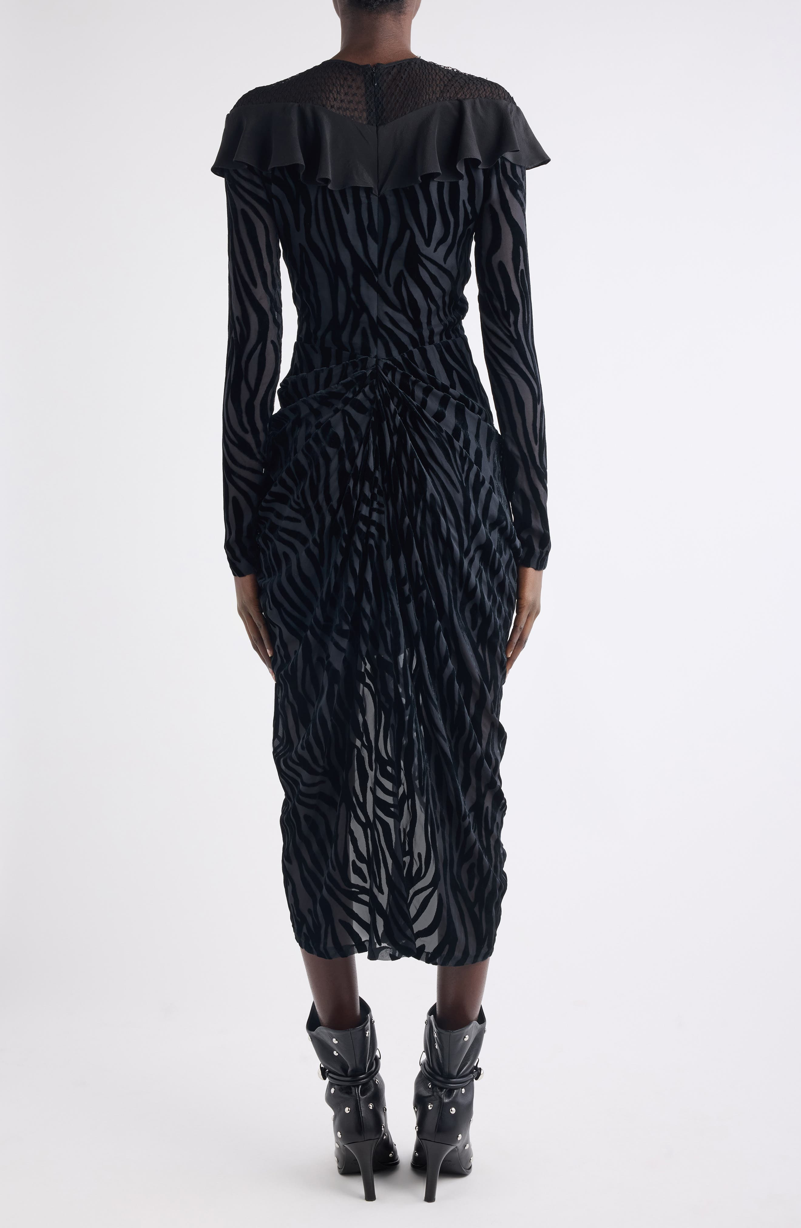 Isabel Marant Camy Long Sleeve Mixed Media Dress in Black at Nordstrom - 2