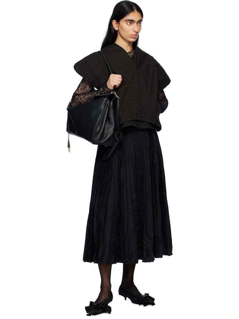 BALENCIAGA Black Creased Pleated Midi Skirt outlook