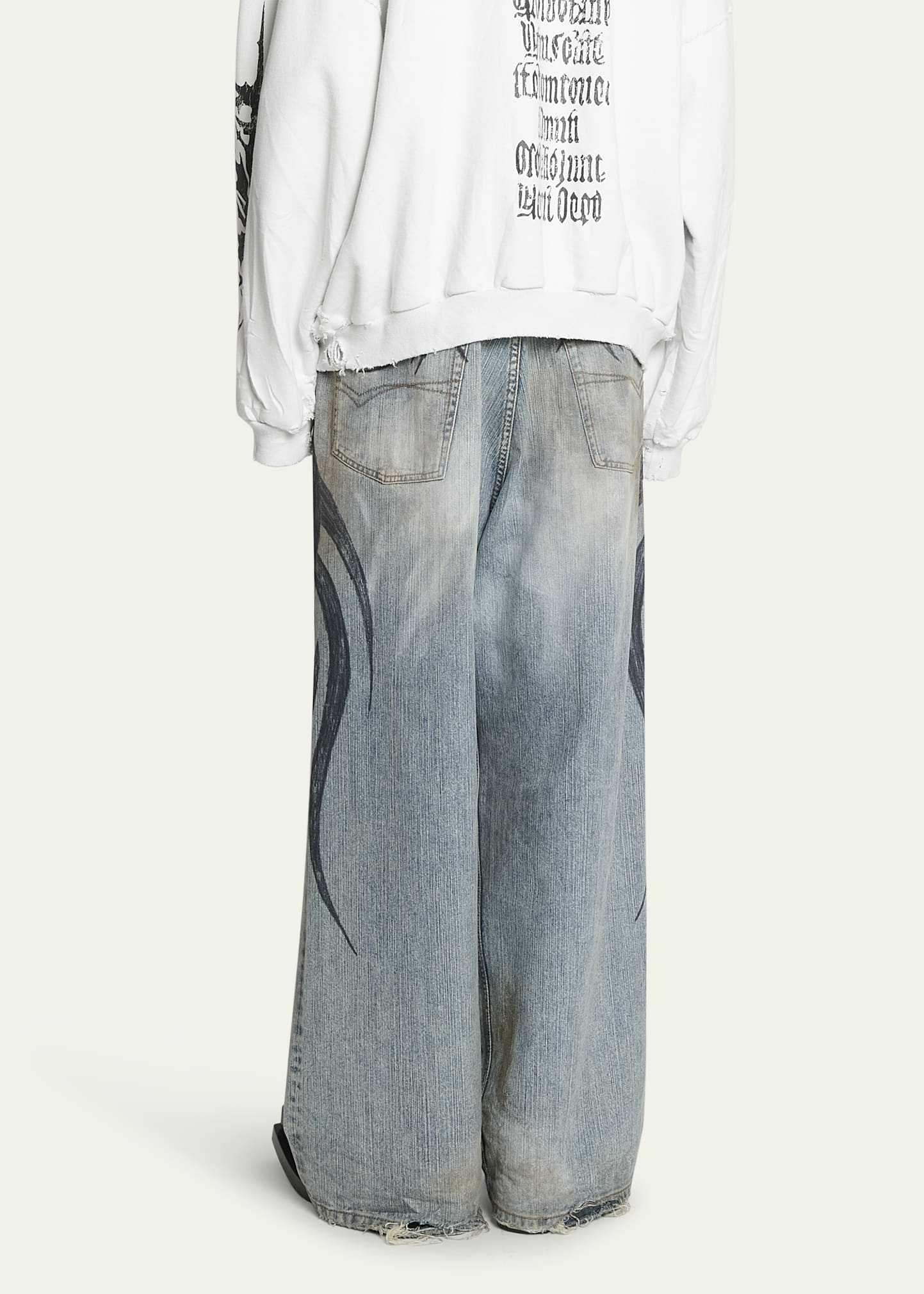 Men's Tattoo Baggy Jeans - 3