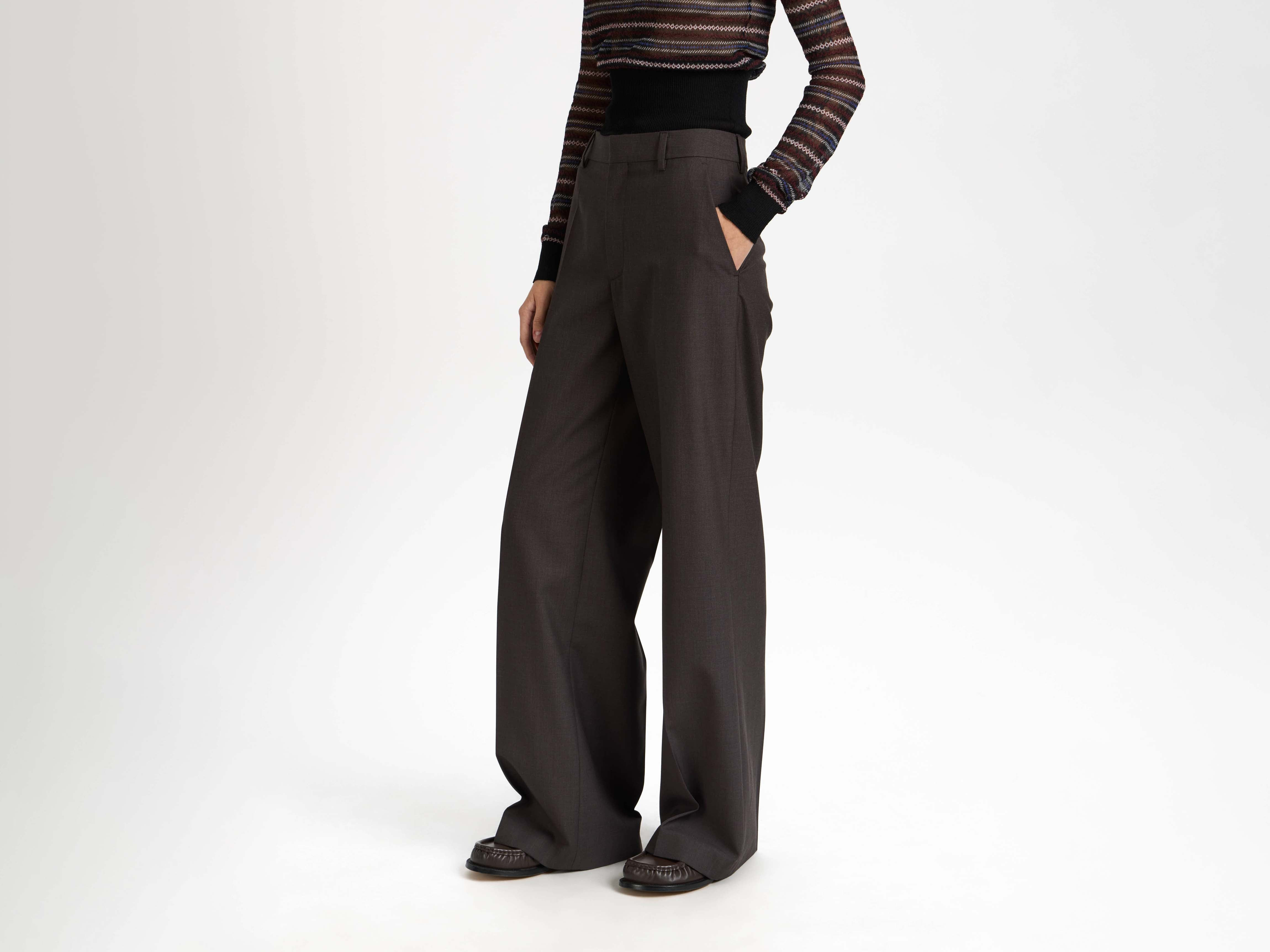 TAILORED TUXEDO TROUSERS IN CHOCOLATE BROWN - 5