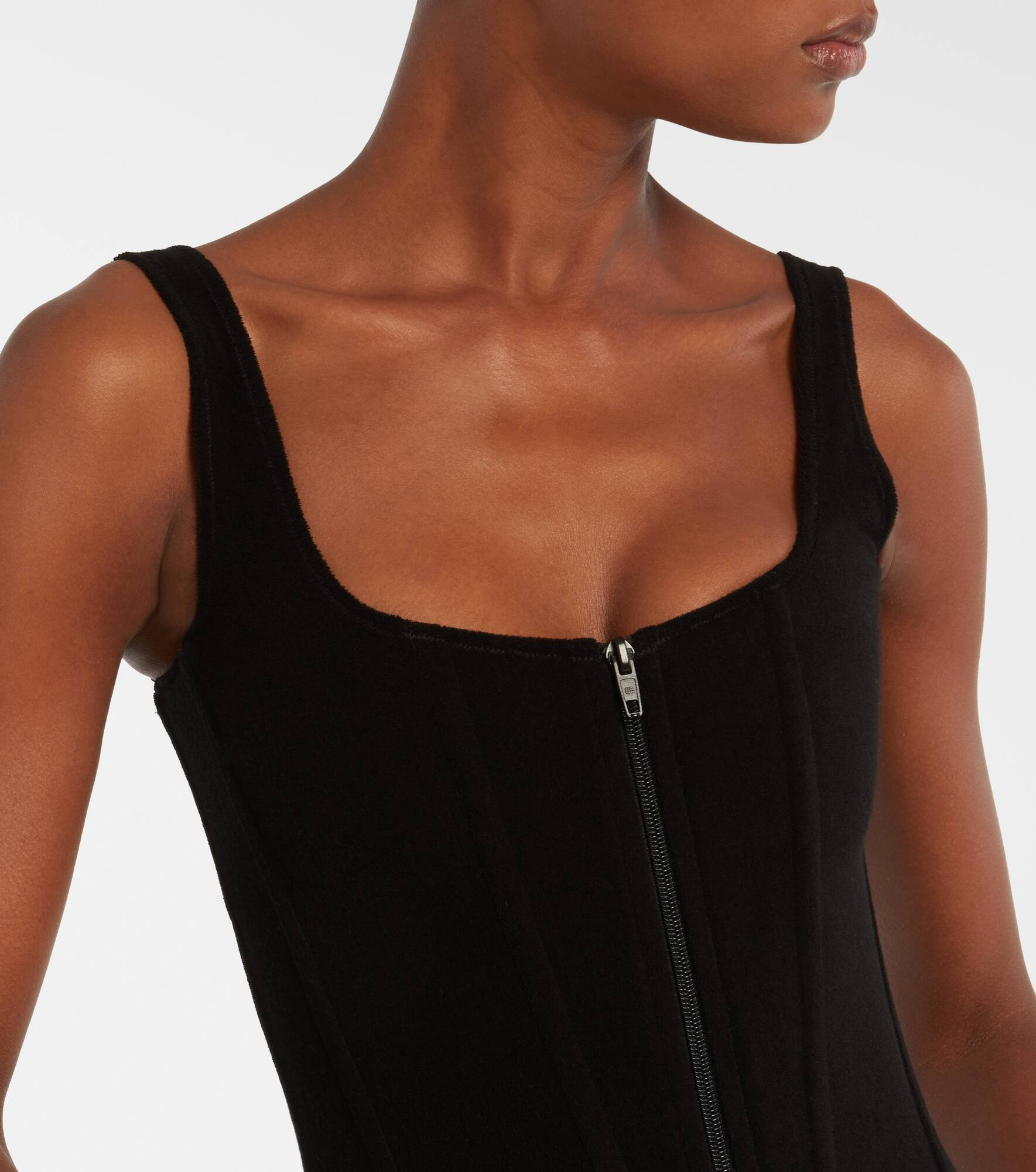 Cotton-blend velvet corset top - 4
