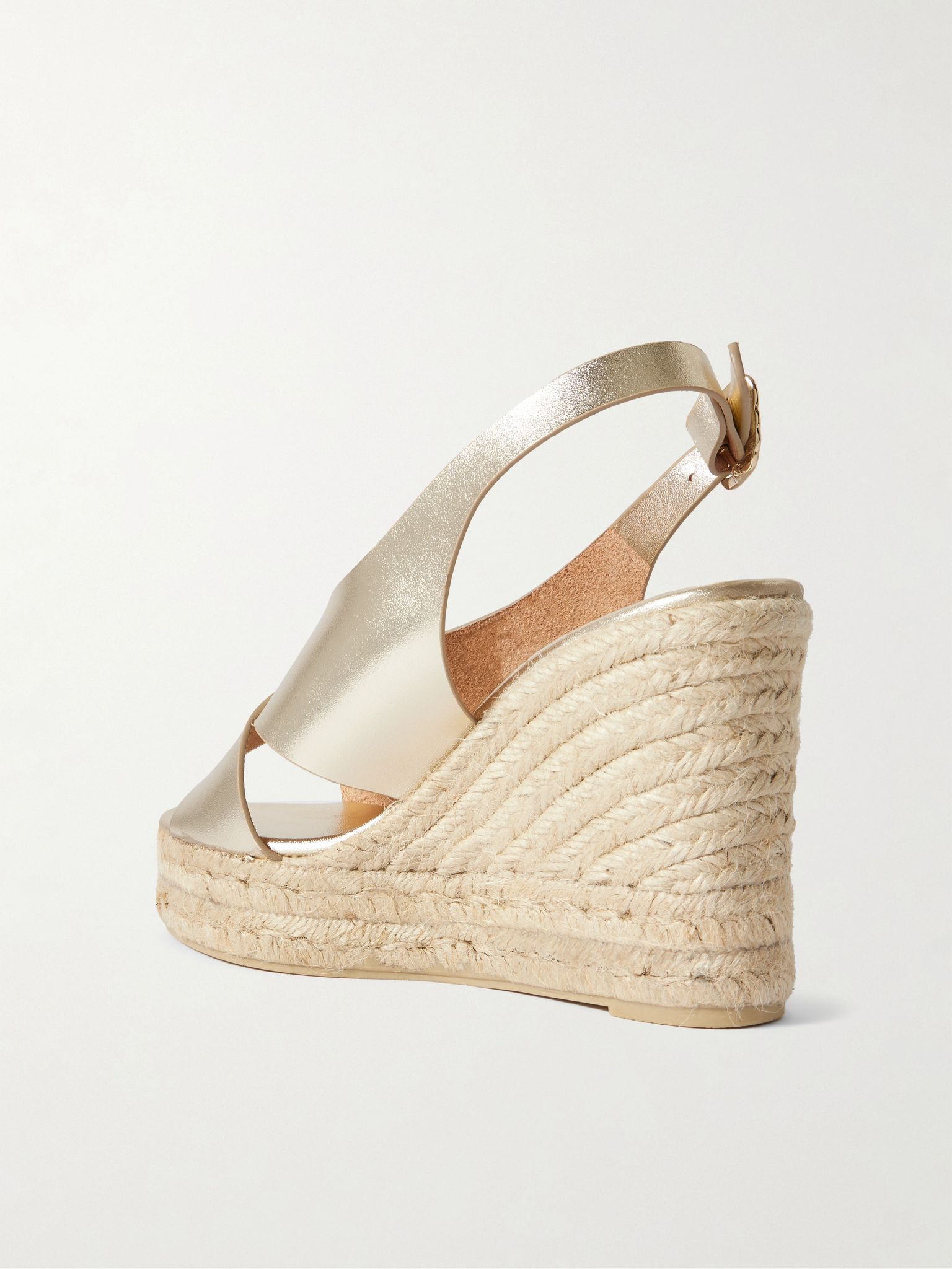 Maria metallic leather espadrille wedge sandals Gold - 3