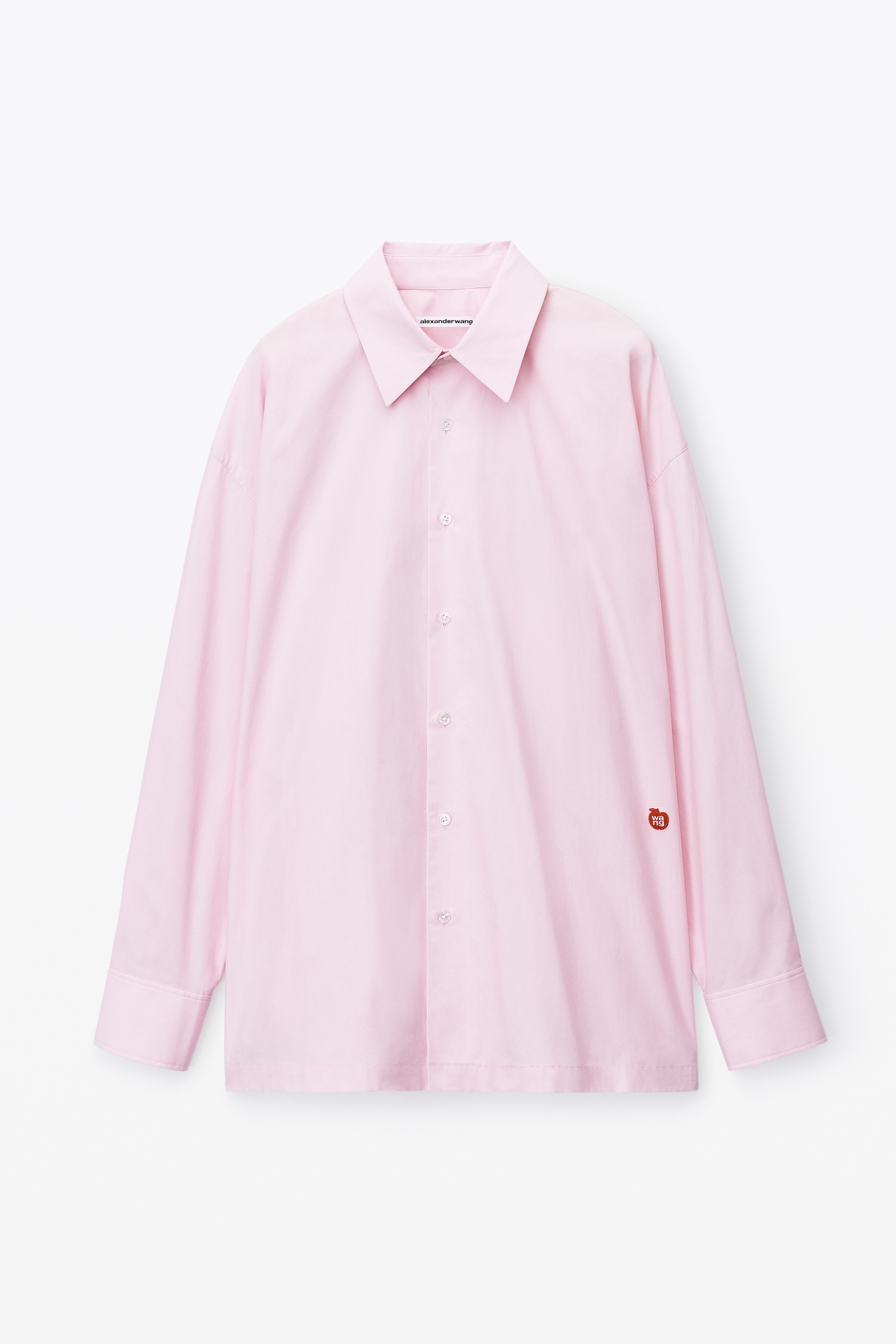 button up long sleeve boyfriend shirt in cotton with logo - 1