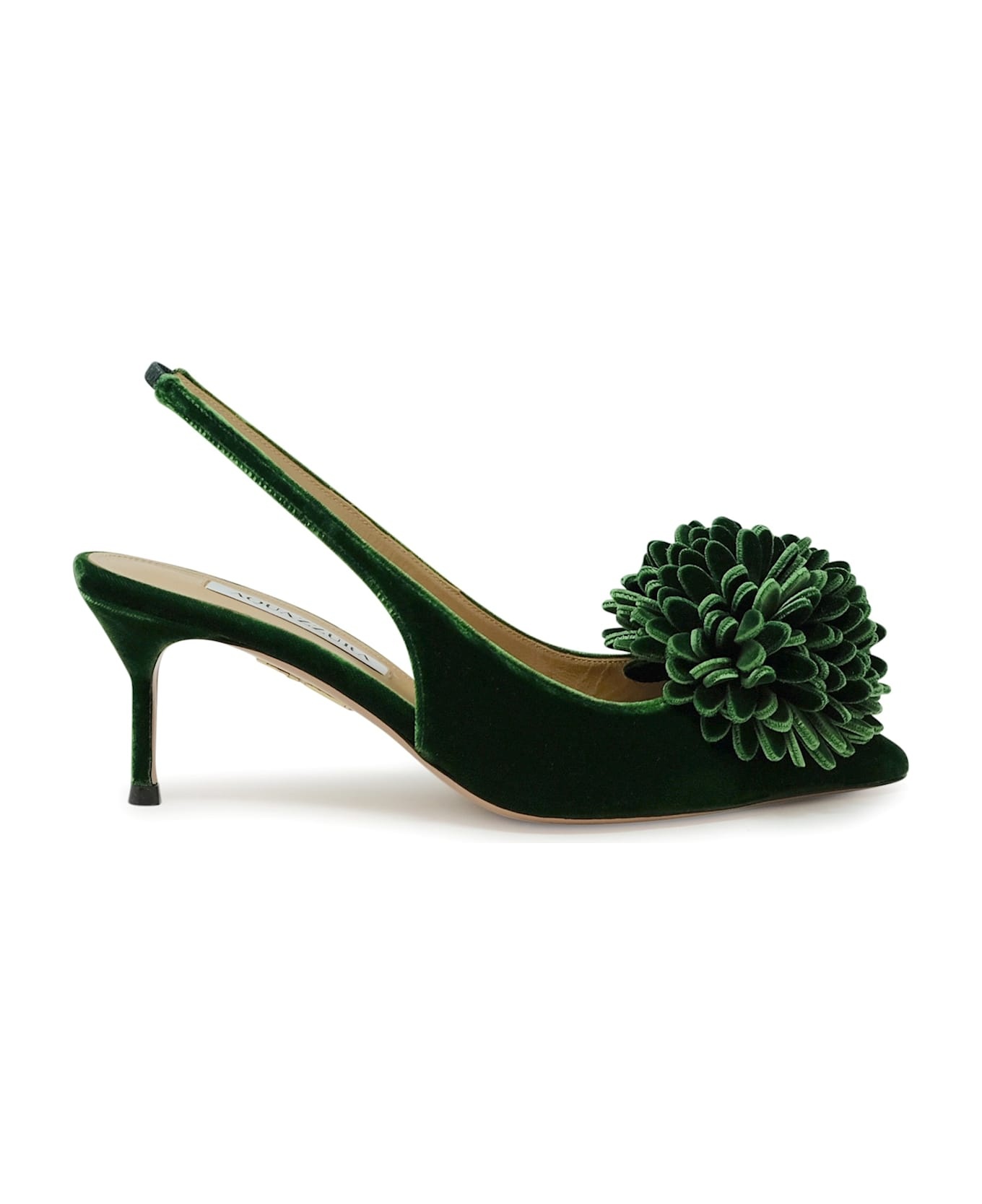 Aquazzura Green Velvet Couturier Sling 65 - 1