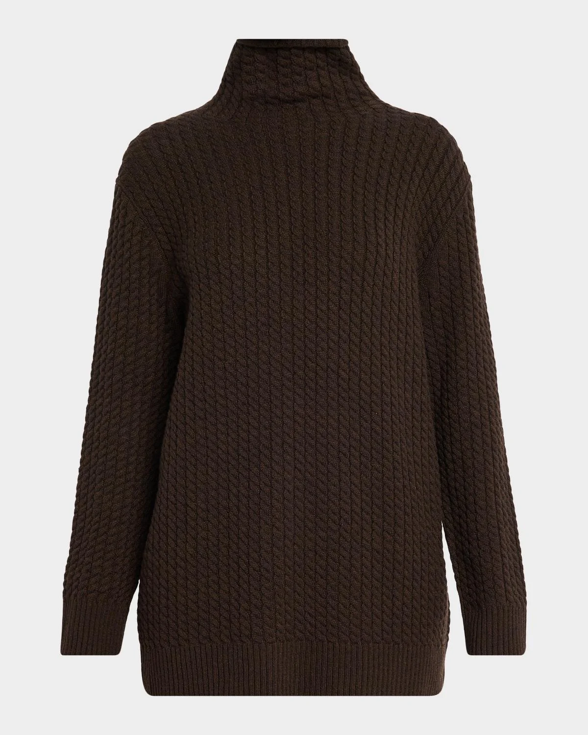 Cable-Knit Cashmere Turtleneck Sweater - 1