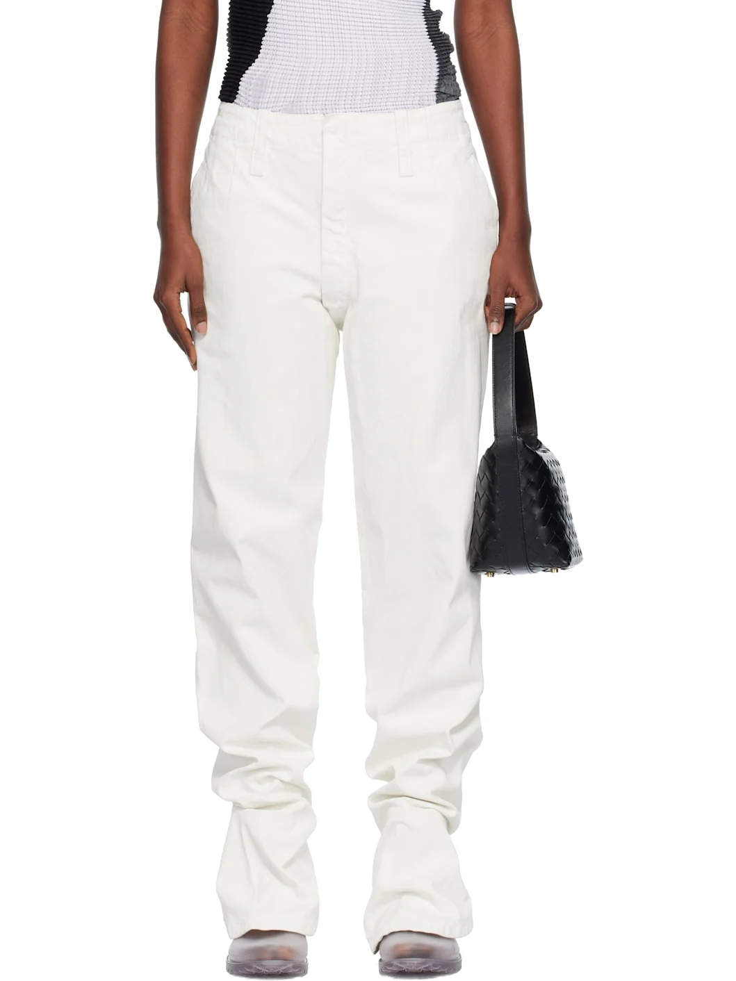 White Sculptural Jeans - 1