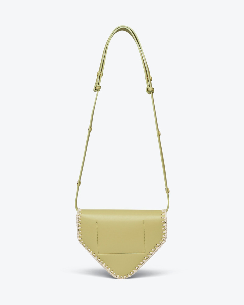 THE TRIANGLE BAG MINI - Patent alt-nappa shoulder bag - Lime/creme 4