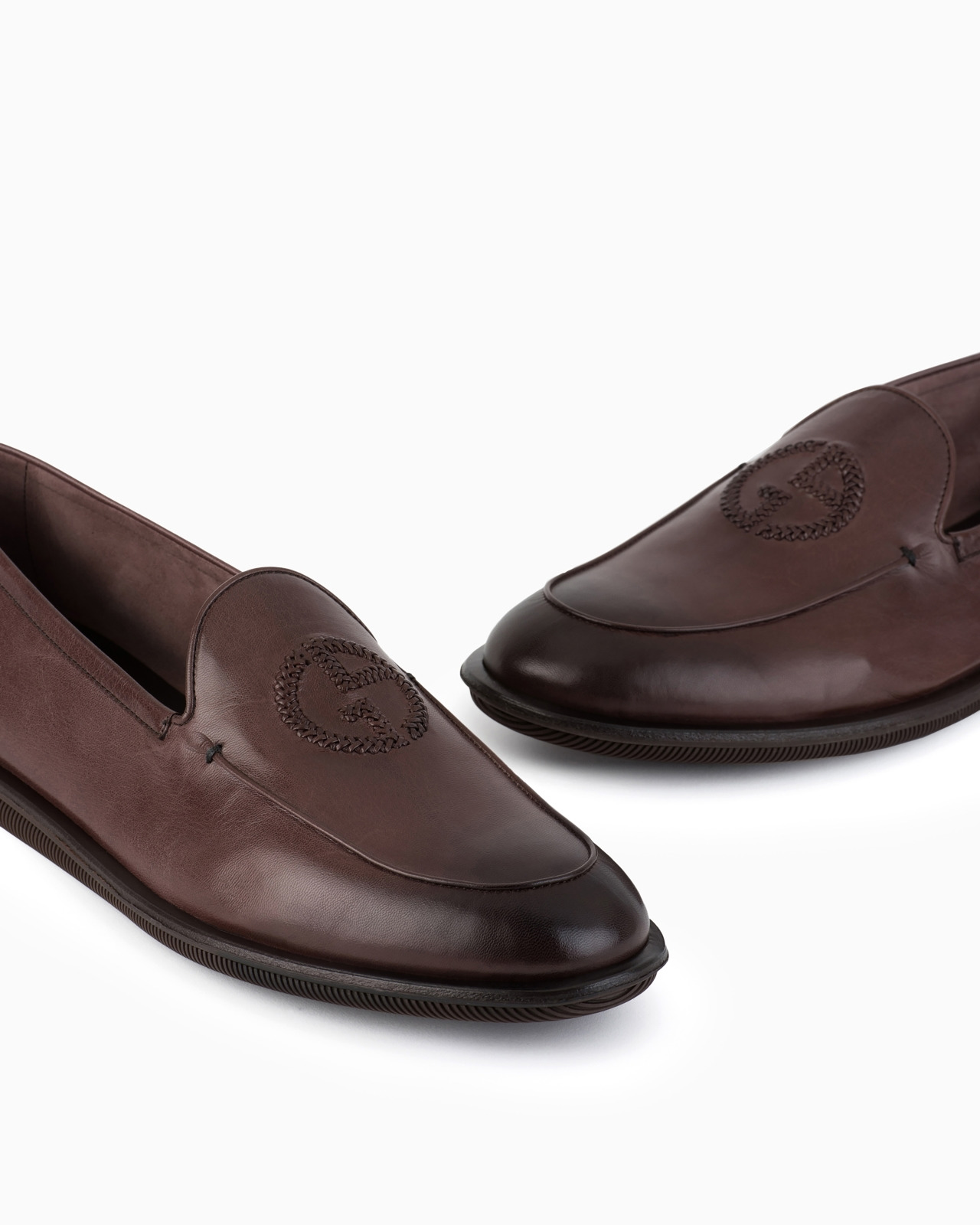 Vintage nappa leather loafers with embroidered logo - 3