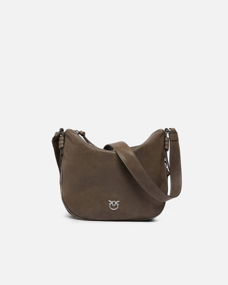 SMALL LEATHER HOBO BAG WITH LOVE BIRDS LOGO 1