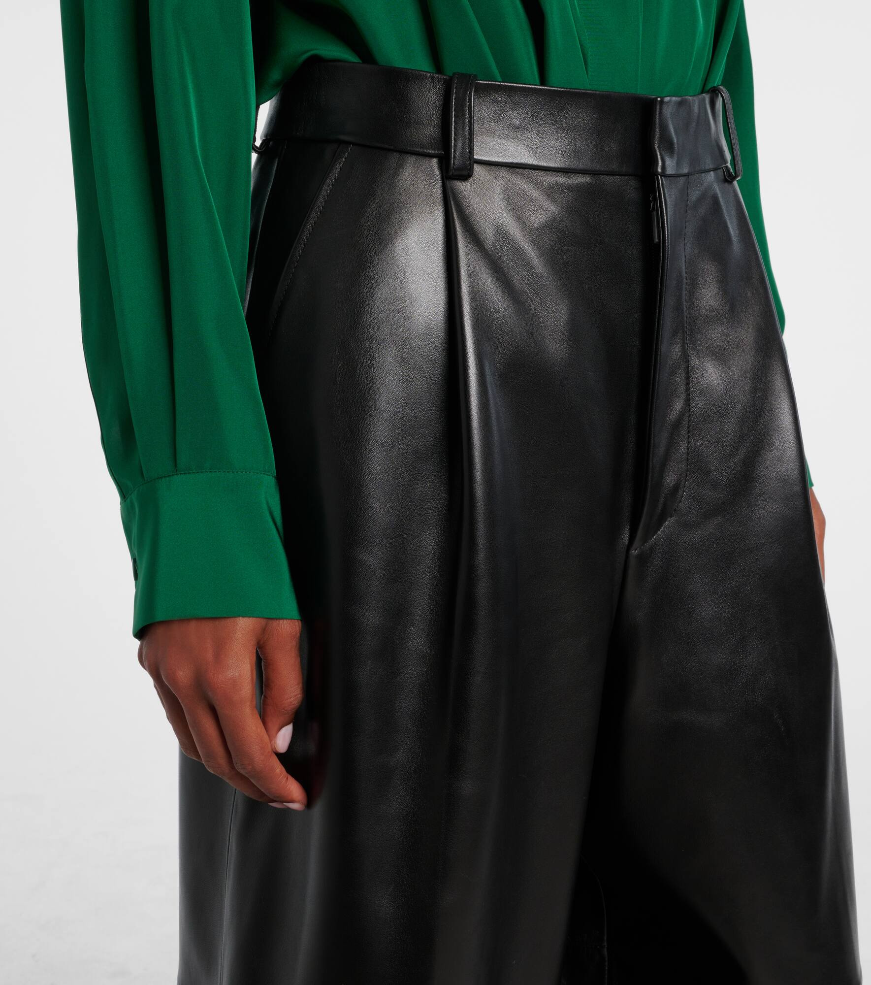 Leather wide-leg pants - 4