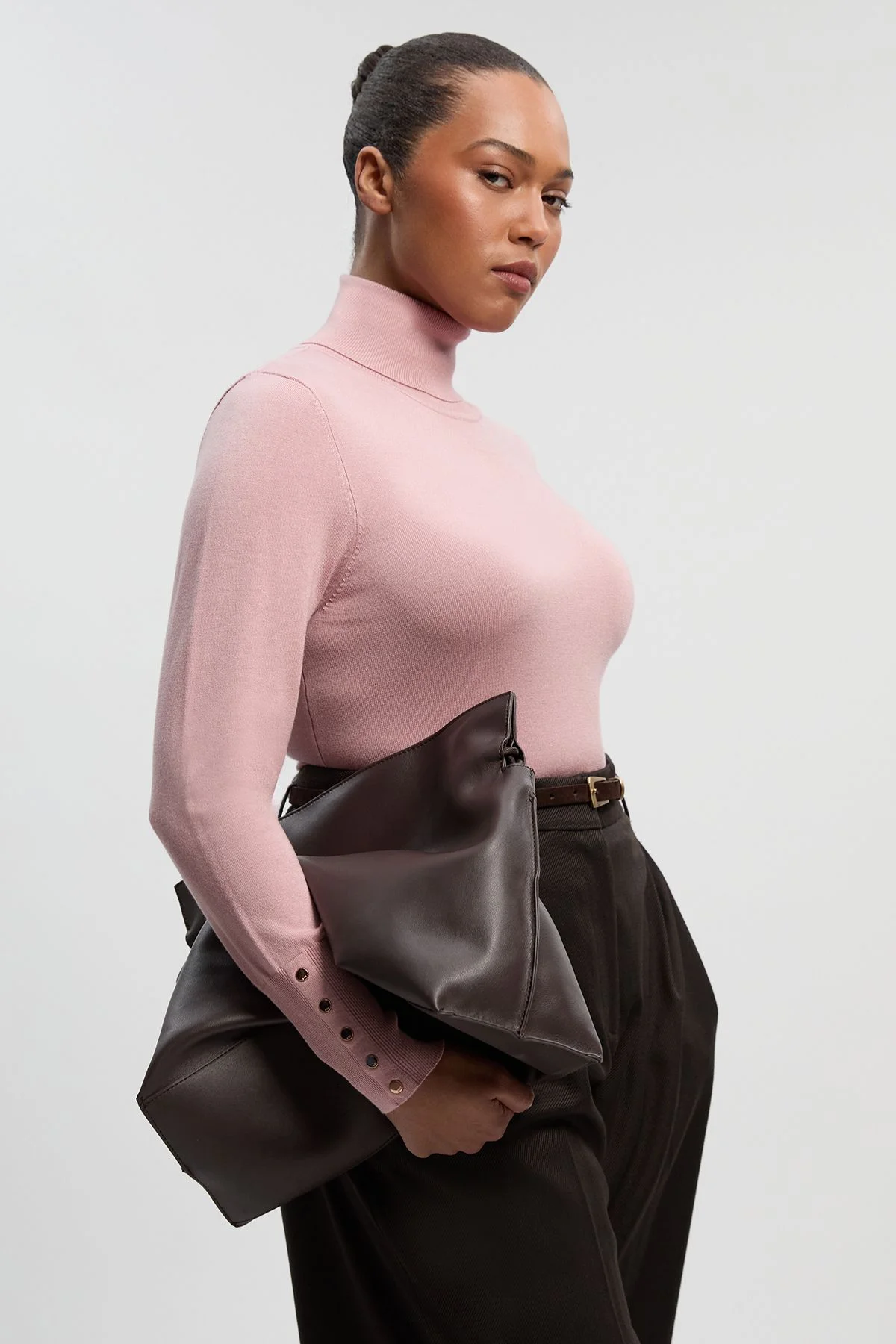 Plus Size Viscose Blend Roll Neck Knit Jumper - 1