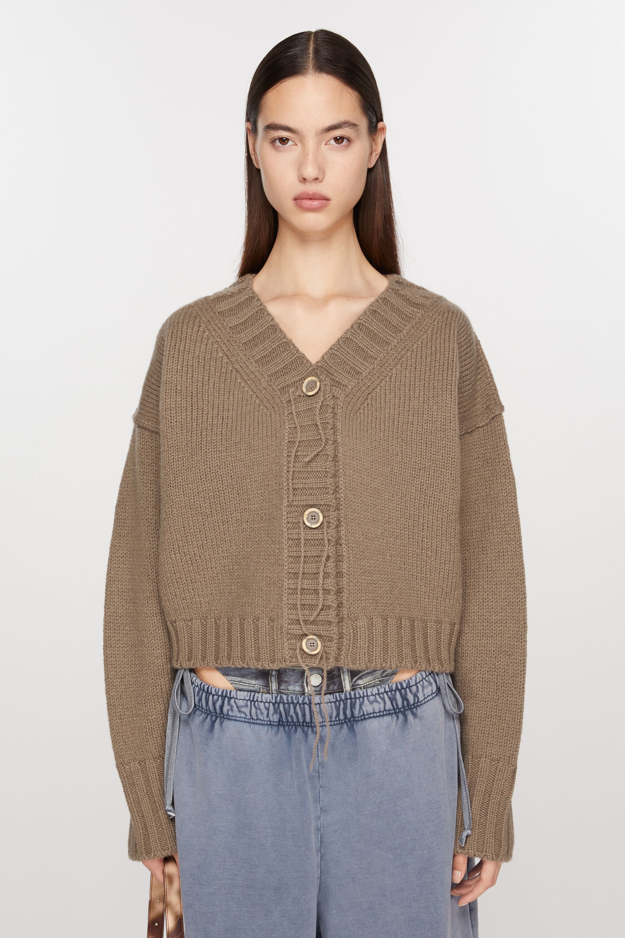 Knit cardigan - Mud Brown - 2