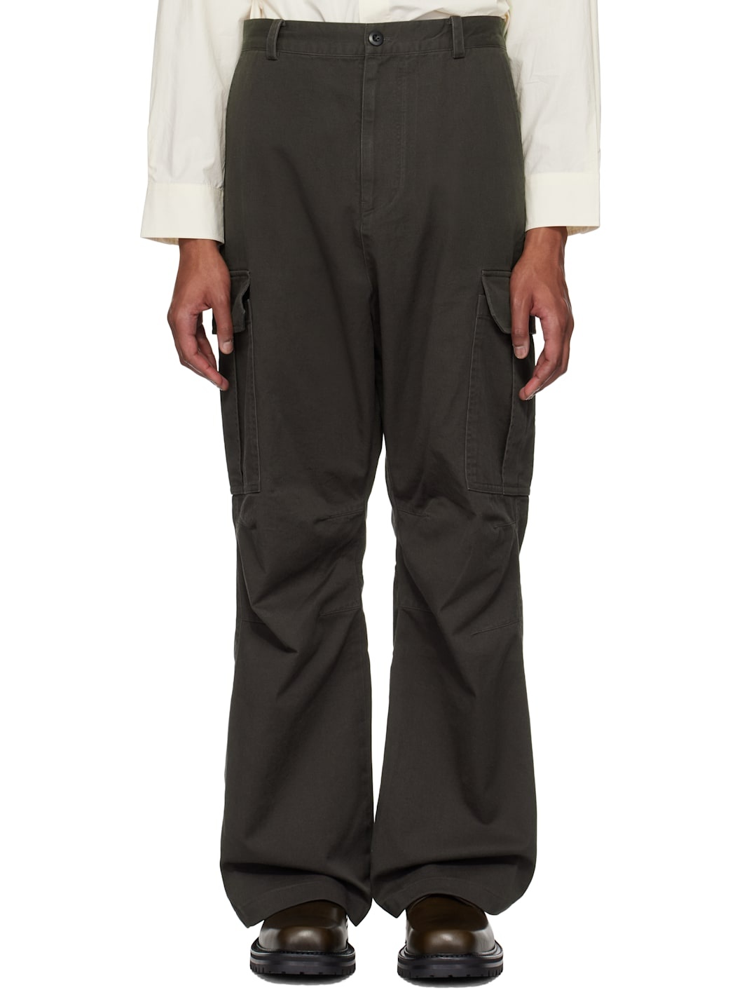 Black Loose Flared Cargo Pants - 1