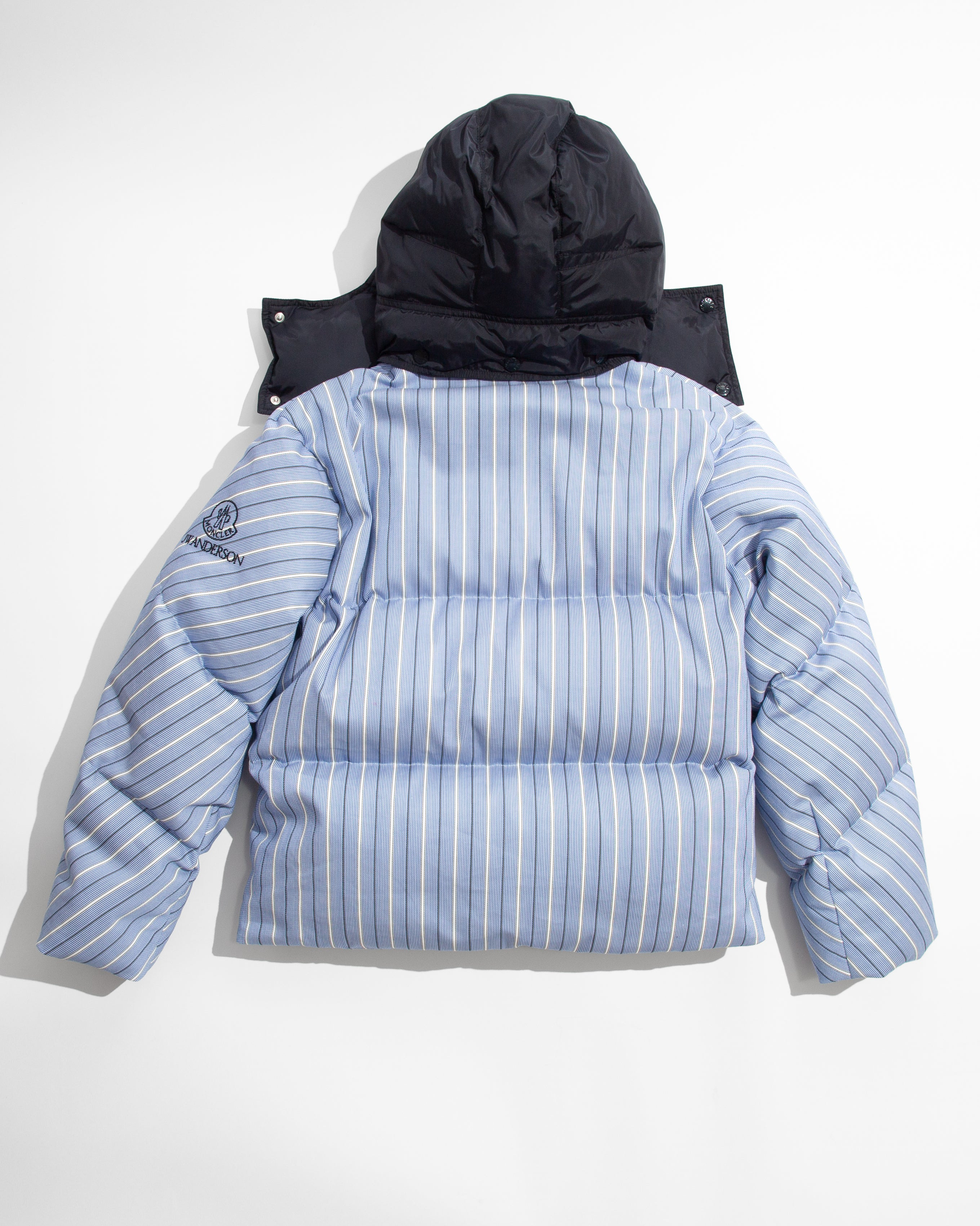 WOMENS JW ANDERSON X MONCLER STRIPED PUFFER JACKET IN BLUE & WHITE - 4