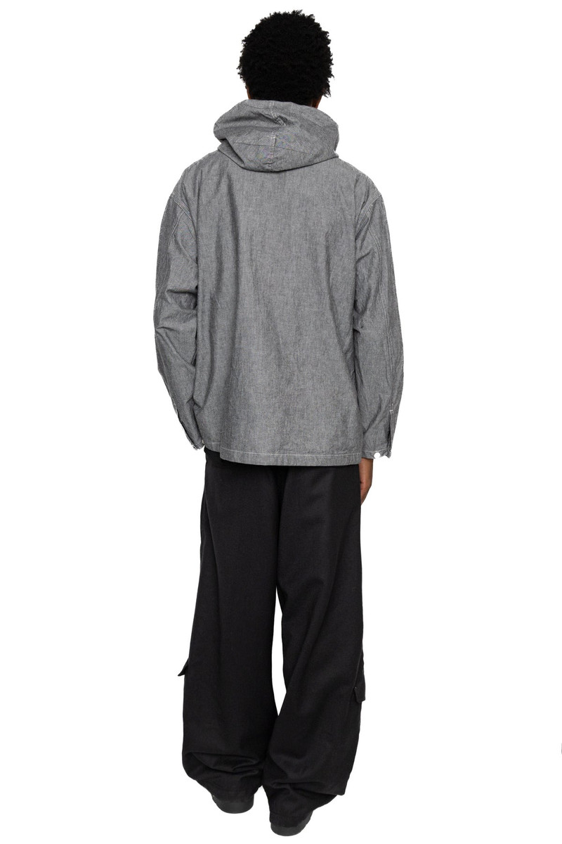 Zip Hooded Shirt Cotton Chambray - Grey 4