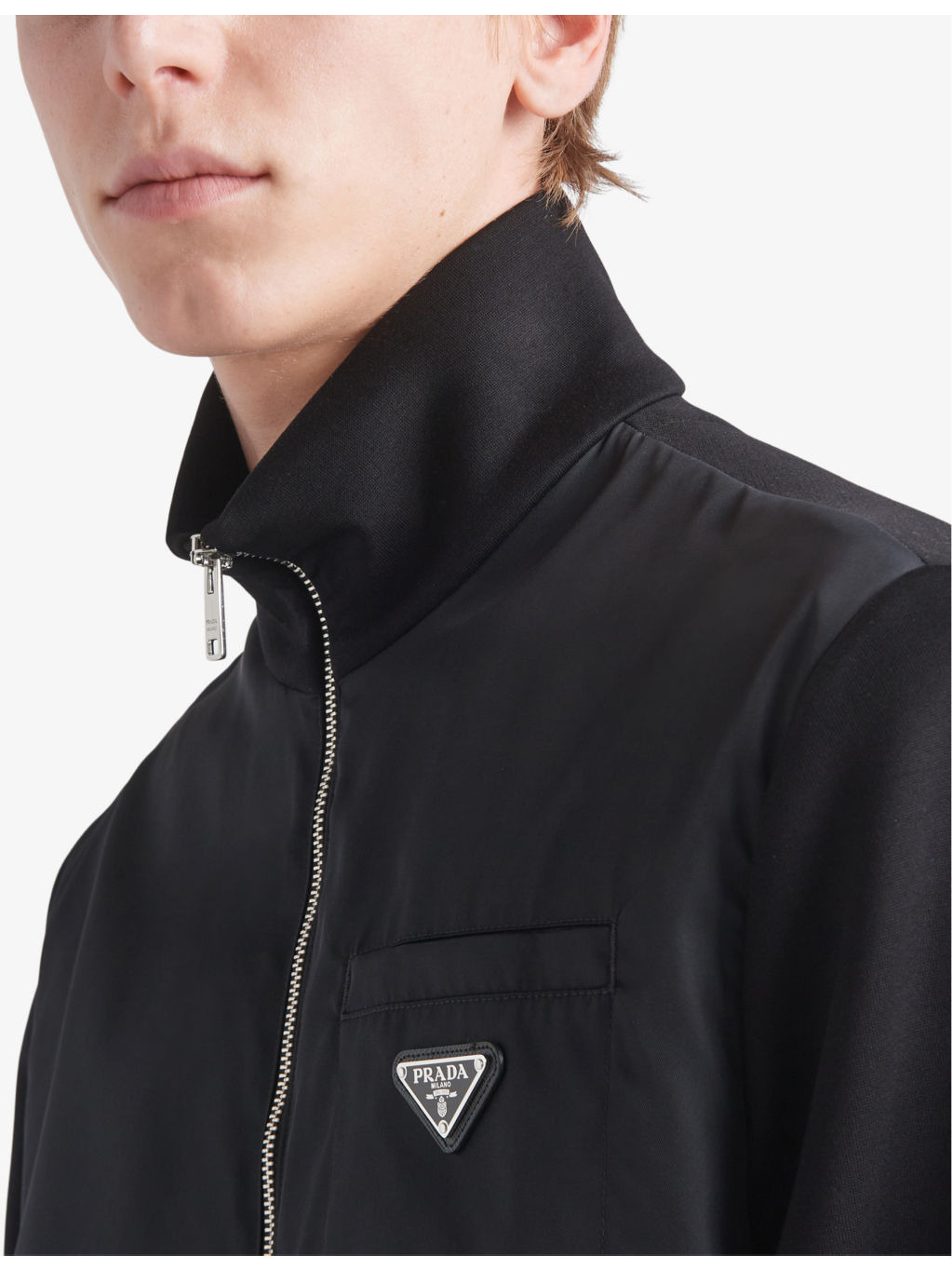 Contrast-trim brand-plaque cotton and recycled-nylon sweatshirt - 5