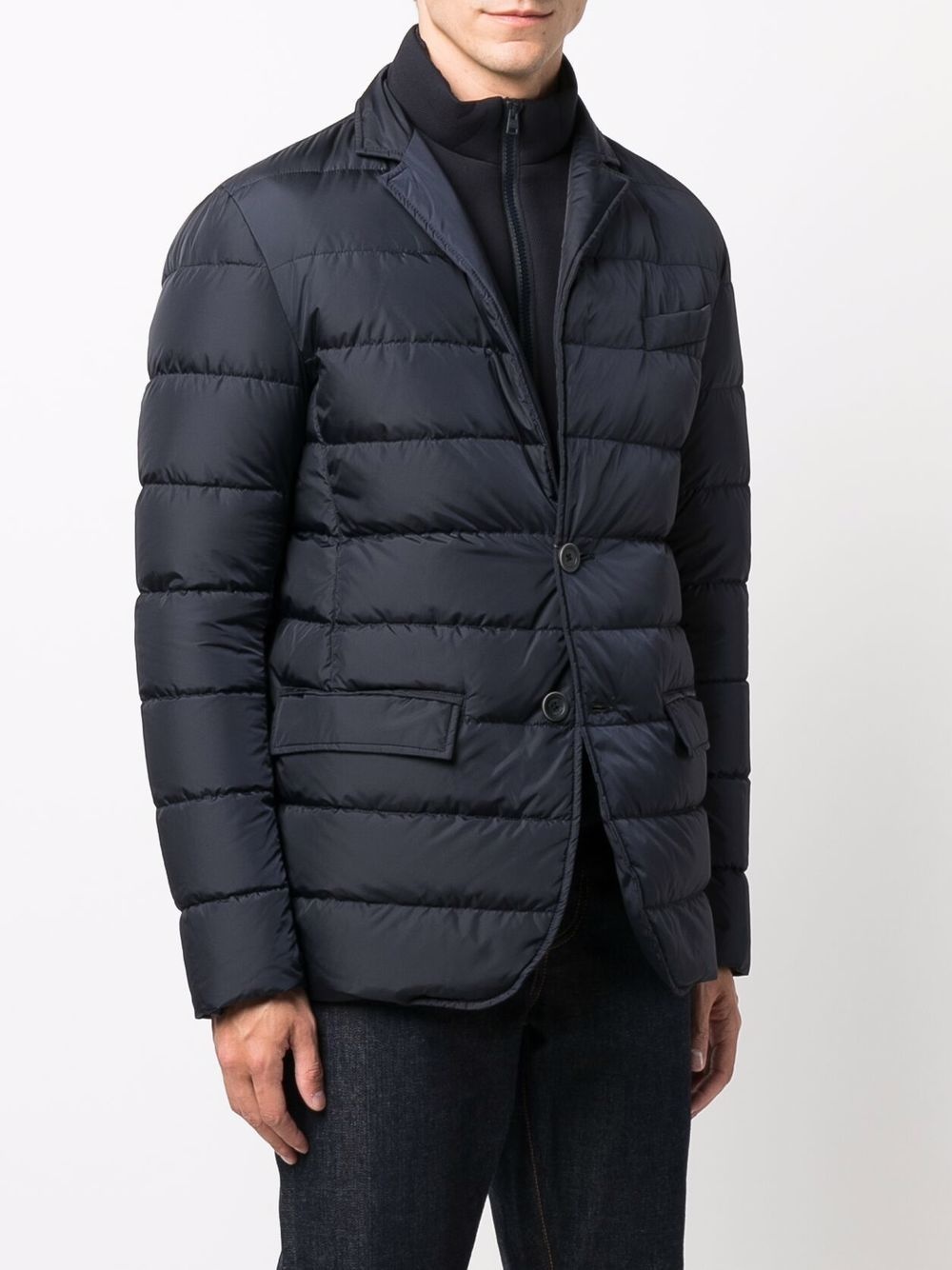 padded button-up down jacket - 3