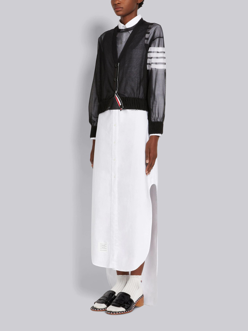 Black Soft Patent Leather Stripe Cord Trimmed Leather Sole 40mm Block Heel Chic Loafer Sandal 6