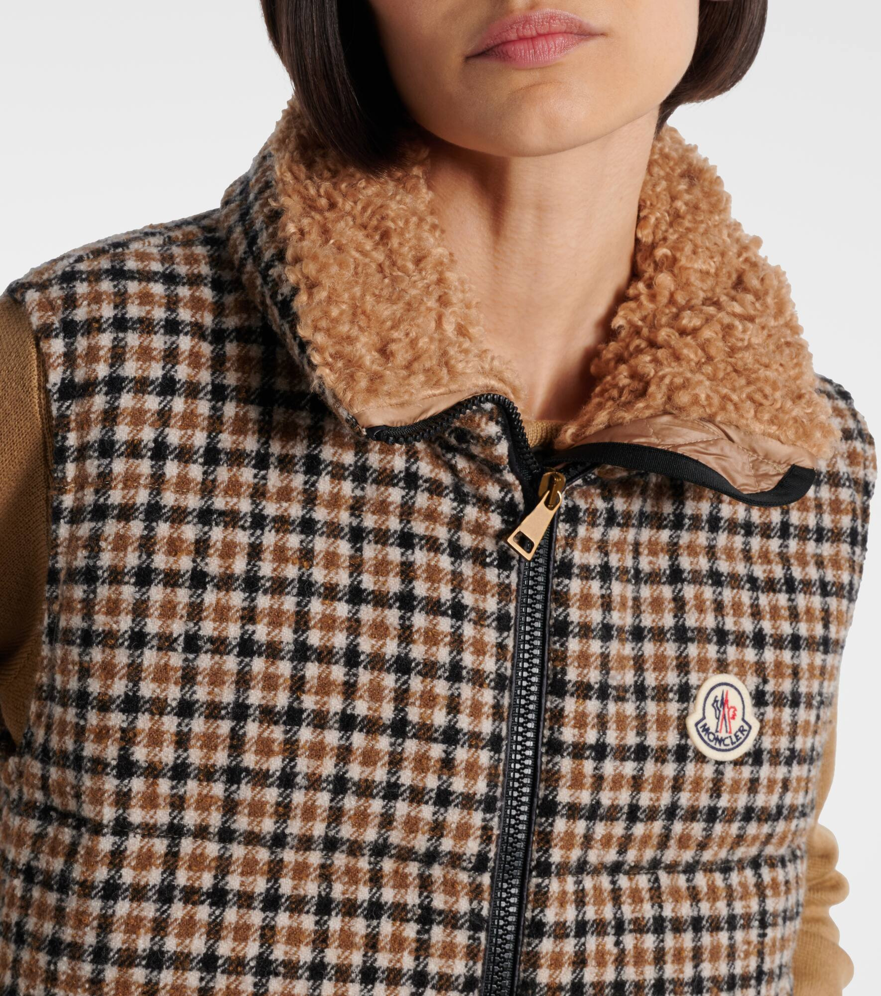 Touvet checked wool-blend down vest - 4