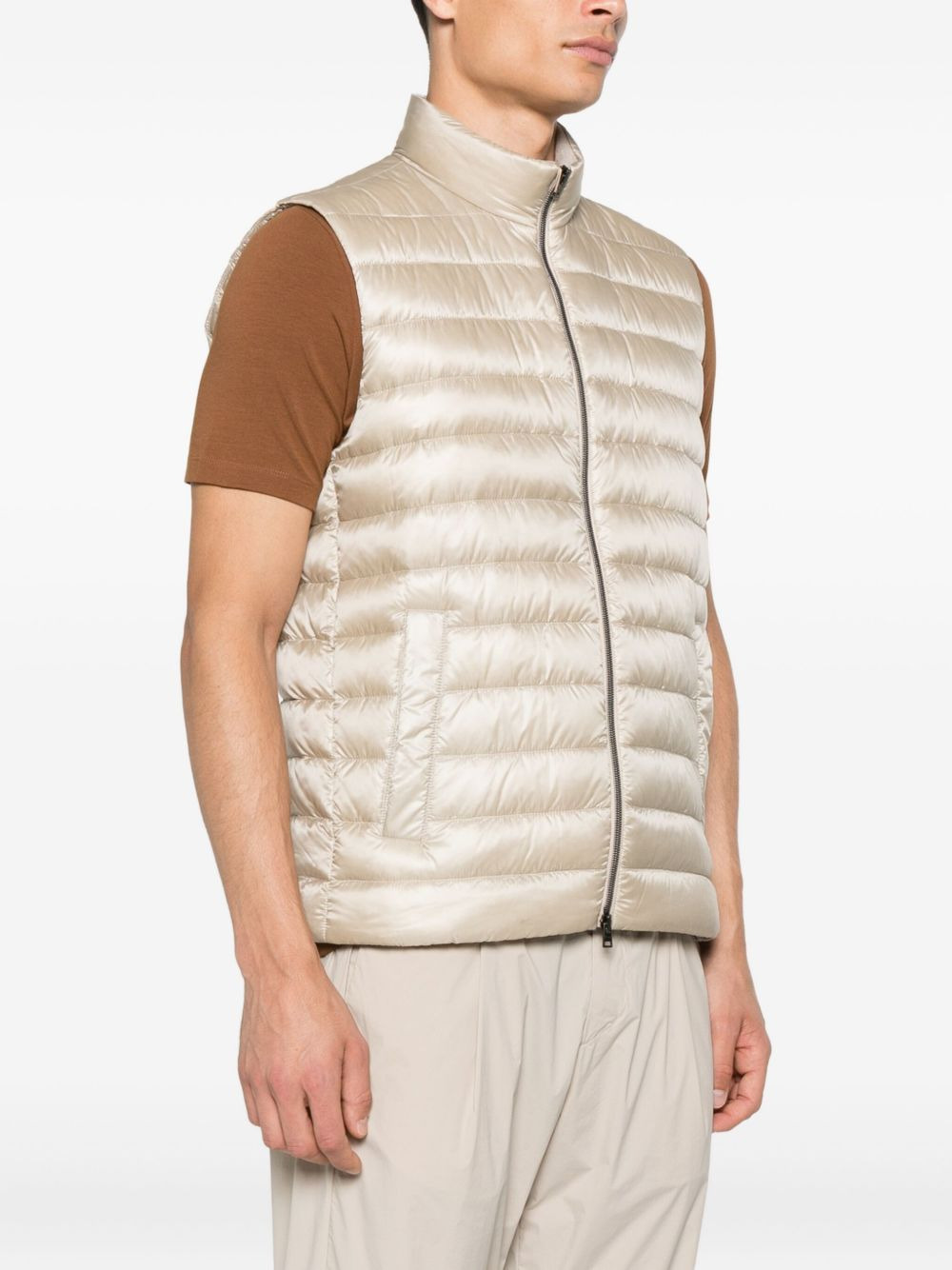 quilted zip-front gilet - 3