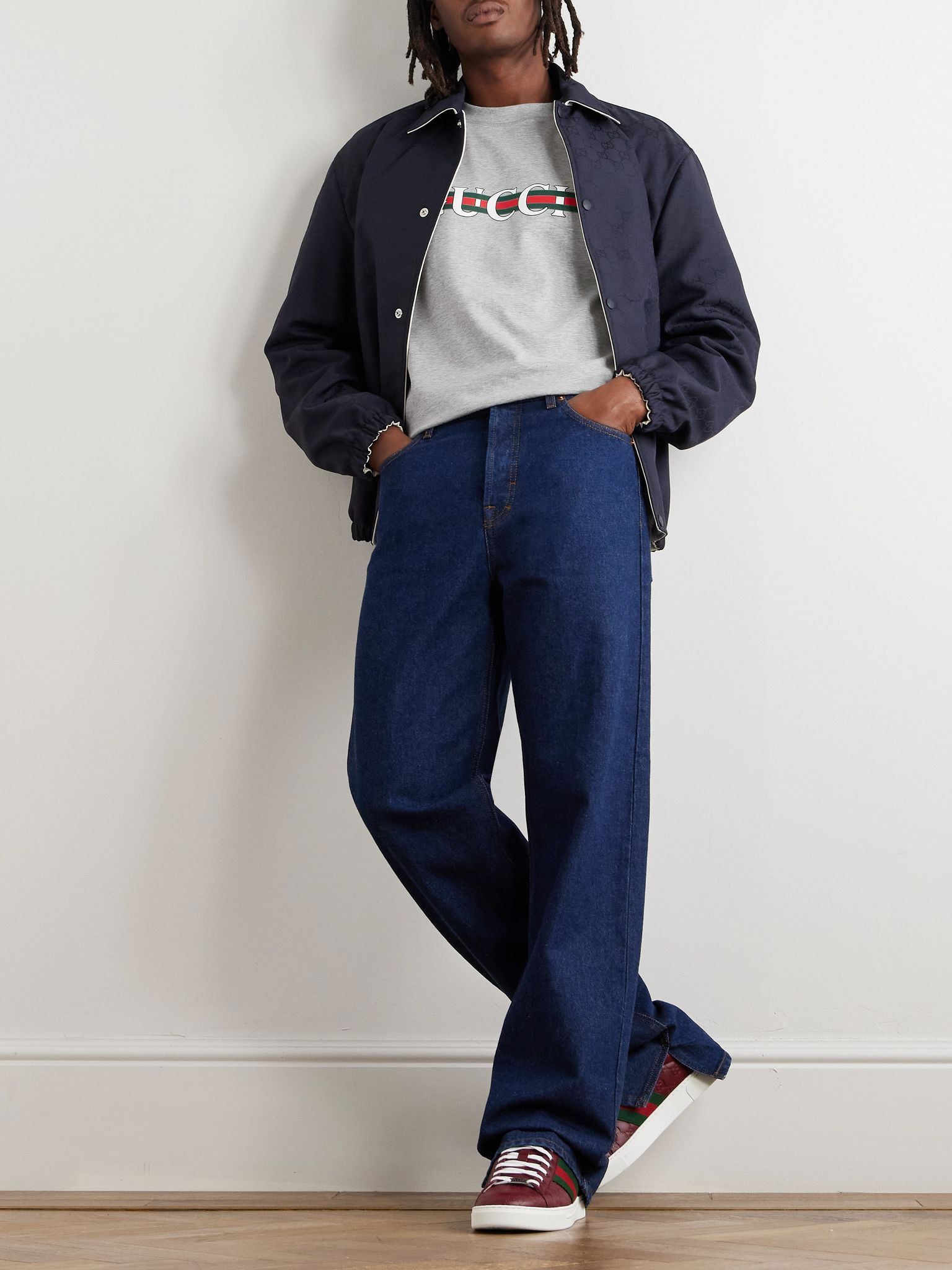 Oversized Logo-Print Cotton-Jersey T-Shirt Gray - 2