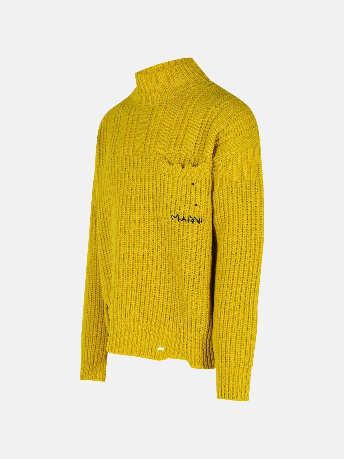 MUSTARD VIRGIN WOOL TURTLENECK SWEATER - 2
