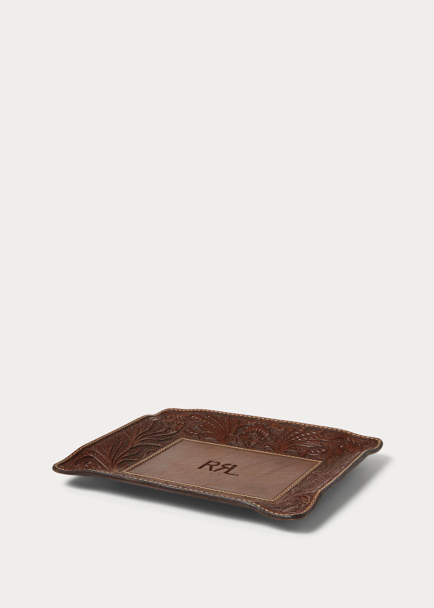 Hand-Tooled Leather Valet Tray - 2