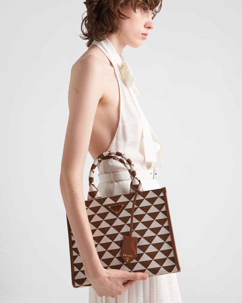 Prada Small Prada Symbole embroidered fabric handbag outlook