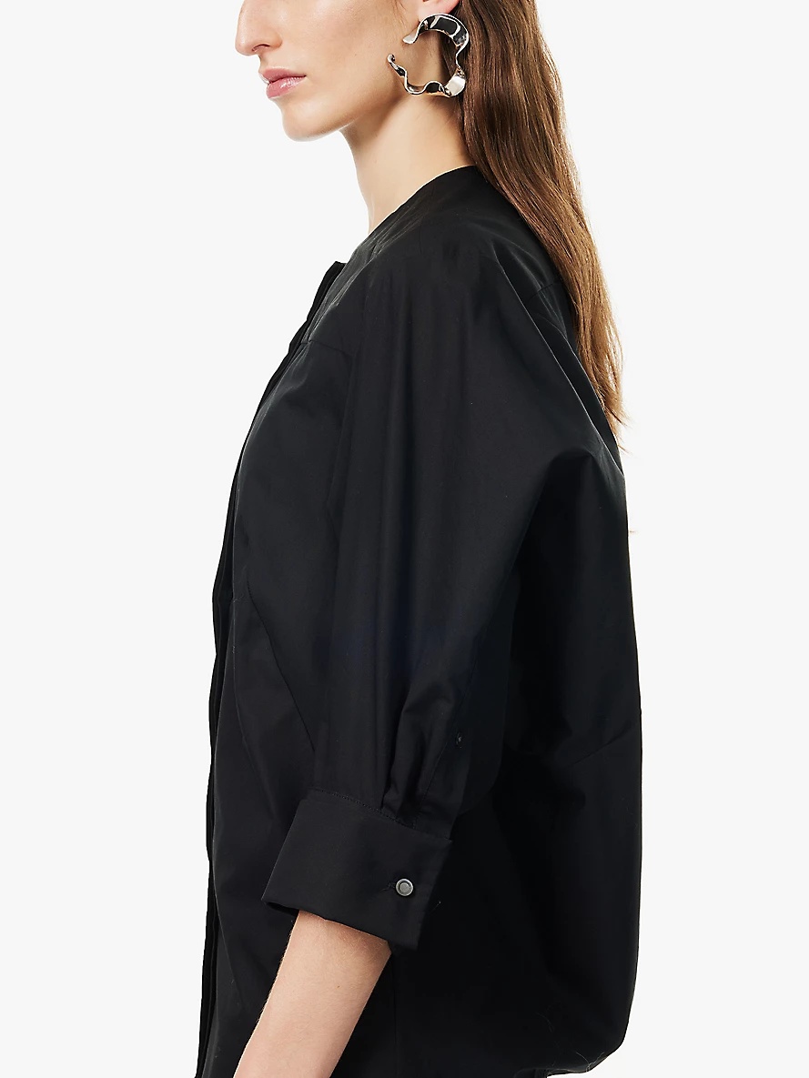 Clarissa round-neck cotton-poplin shirt - 5