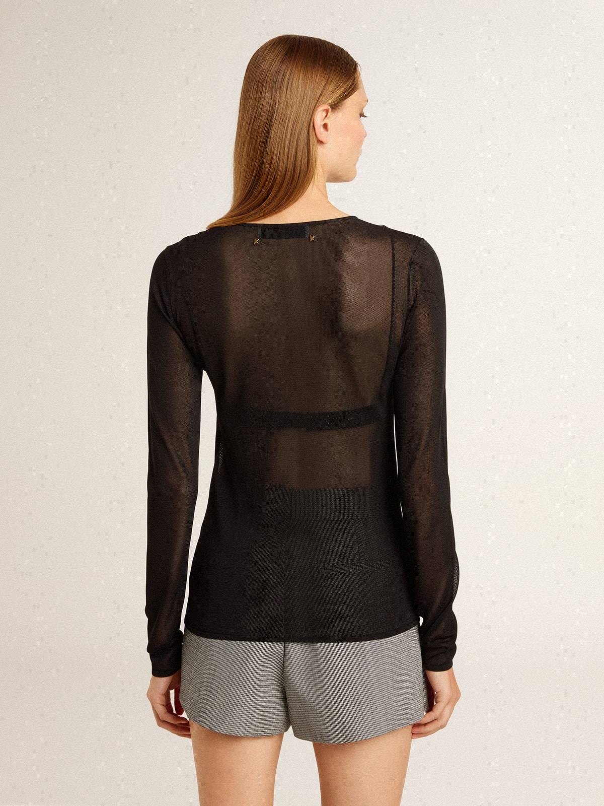 Women's black crew neck t-shirt - 4