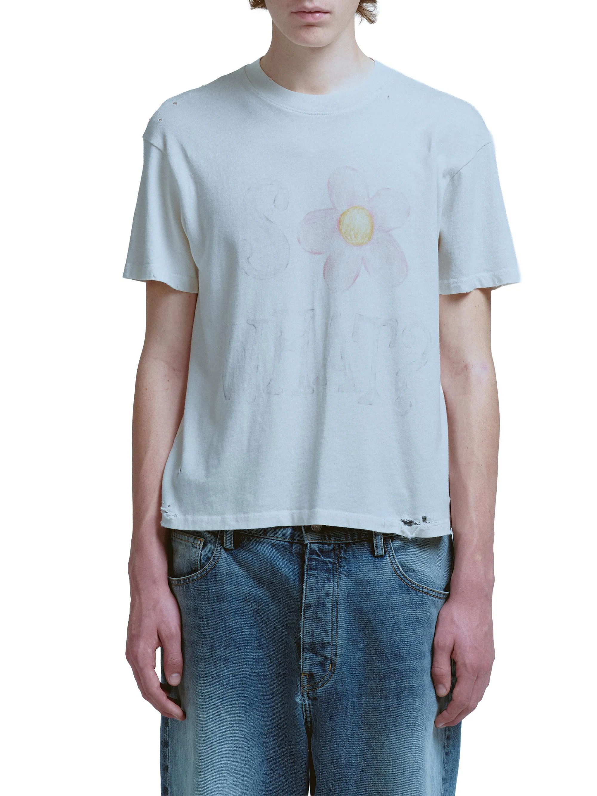 Men's So What Fitted Cotton T-Shirt - Egg White - 1